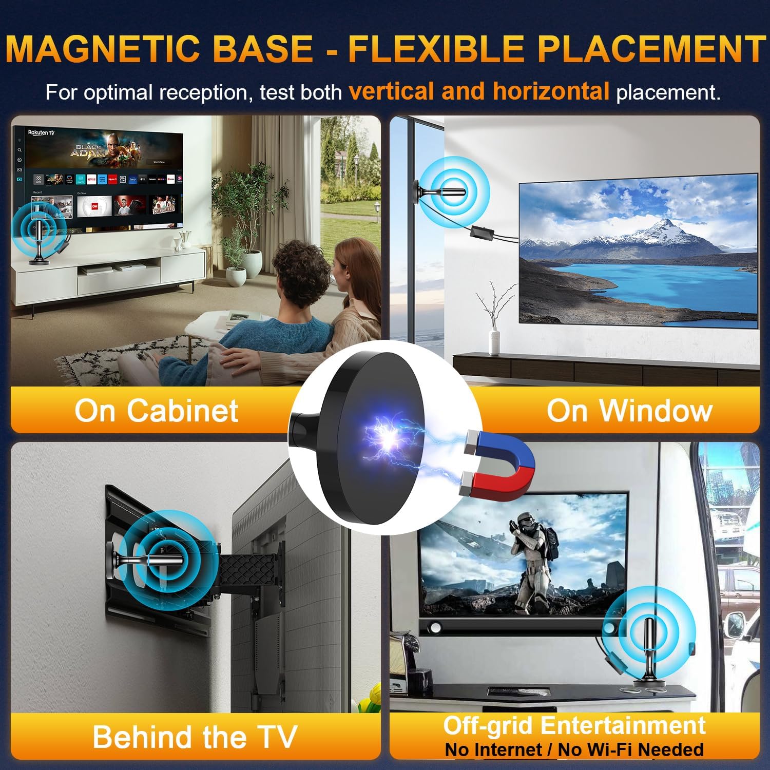 Thumbnail 6 de Amplified Digital Indoor TV Antenna for Local Channels with 360° Reception