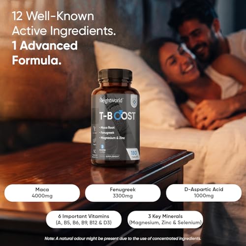 Detalle de WeightWorld Testosterone Supplements for Men – 180 Vegan Tablets (3 Months Supply)