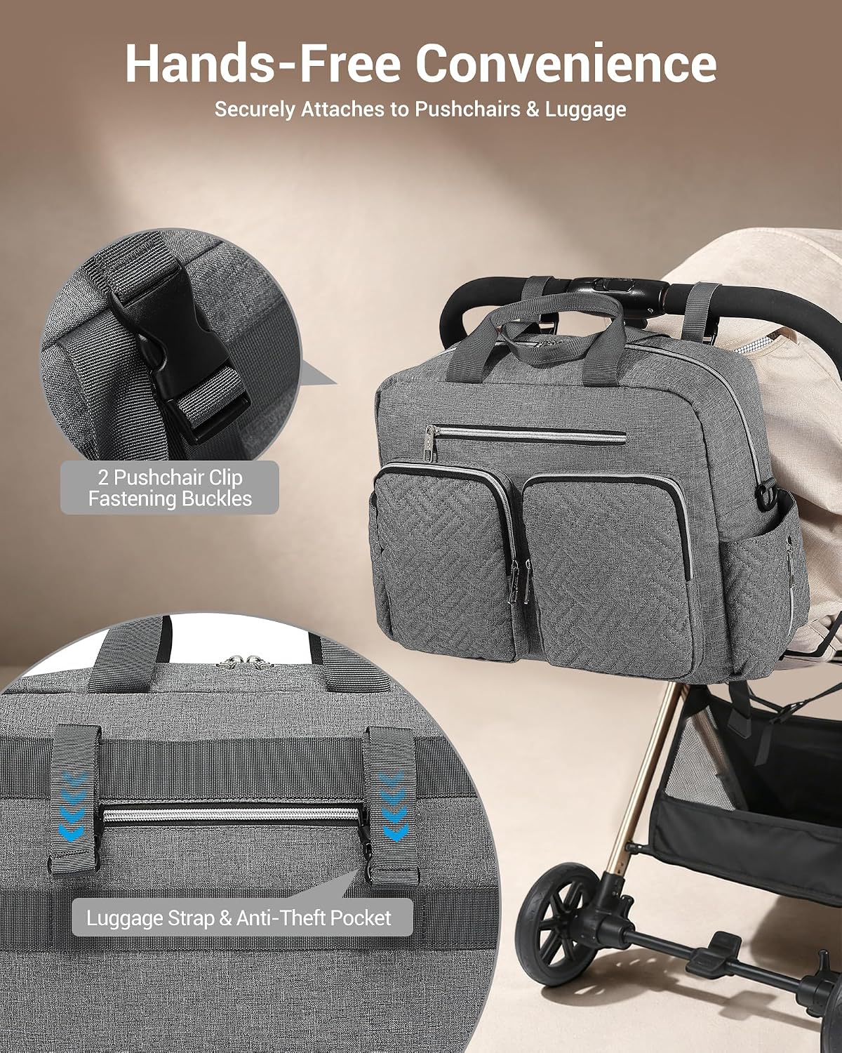 Thumbnail 3 de Kono Baby Changing Bag with Portable Changing Mat – Large Nappy Tote