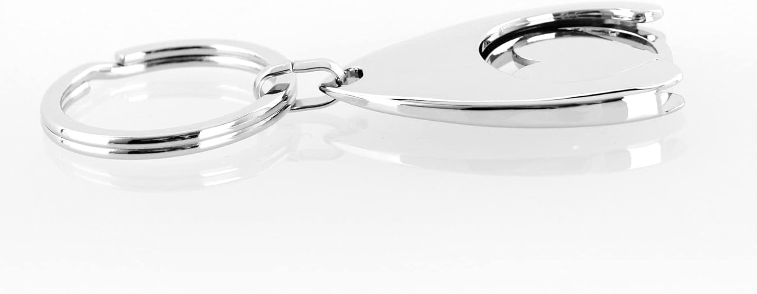 Thumbnail 6 de com-four® Portachiavi Angelo Custode con Chip Carrello della Spesa – due portachiavi con gettone a cuore rimovibile