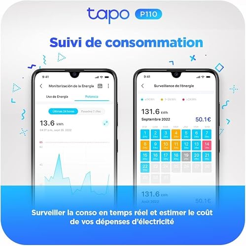 Detalle de Tapo Prise Connectée WiFi 16A Type E — Suivi de consommation et compatibilité Alexa/Google Home