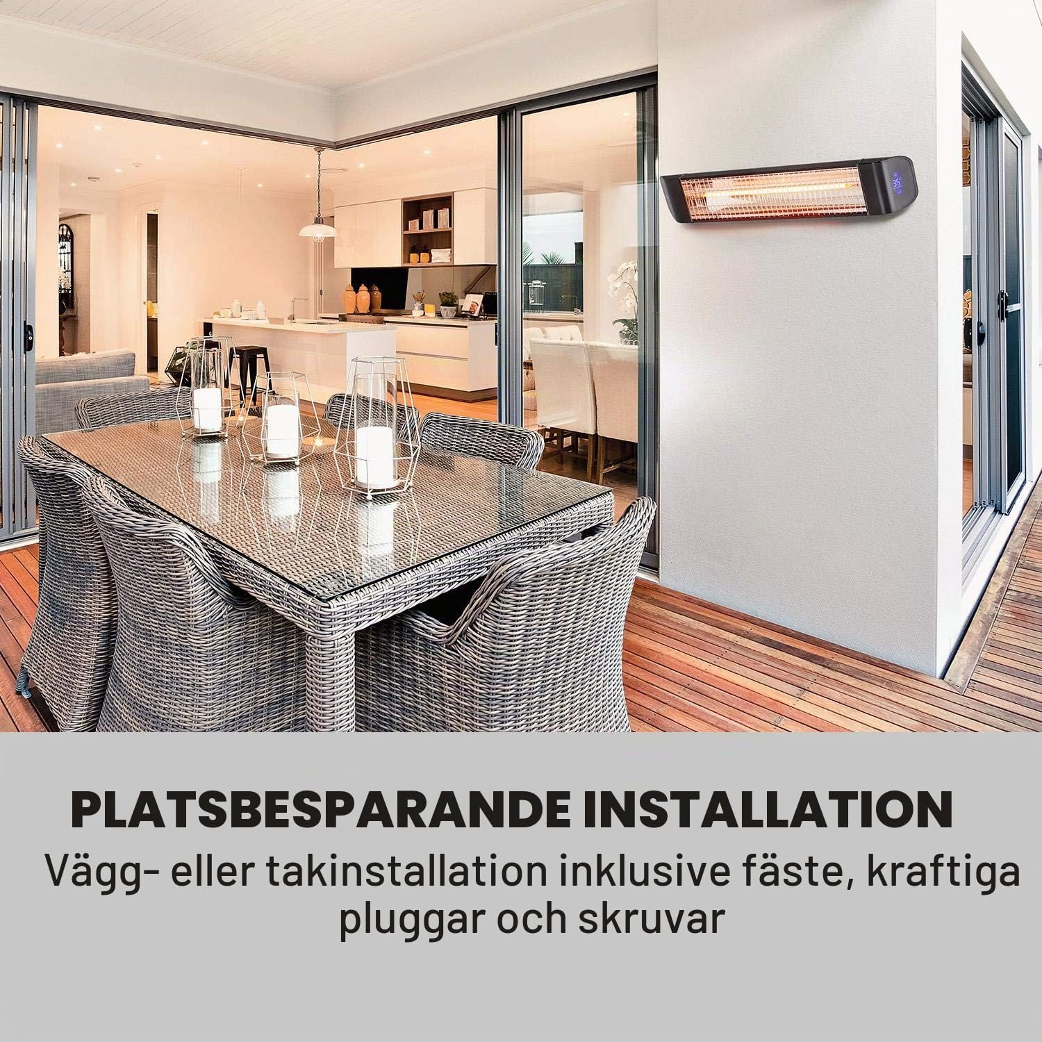 Detalle de Klarstein Smartwave infravärmare för uteplats, 2400 W, WiFi och kolfiberrör
