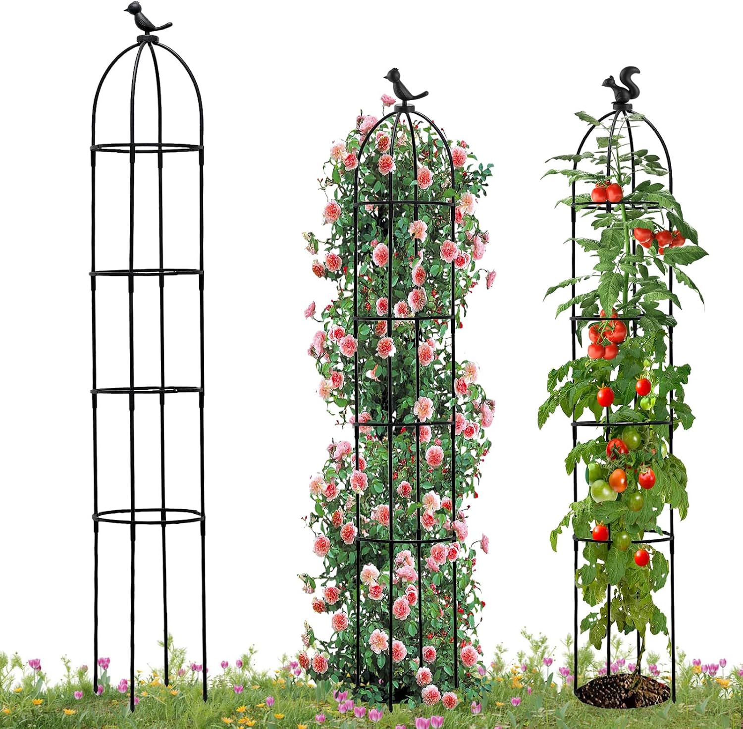 Detalle de FxlStelrion 145 klimobelisk voor klimplanten, 145 cm met 30 plantclips