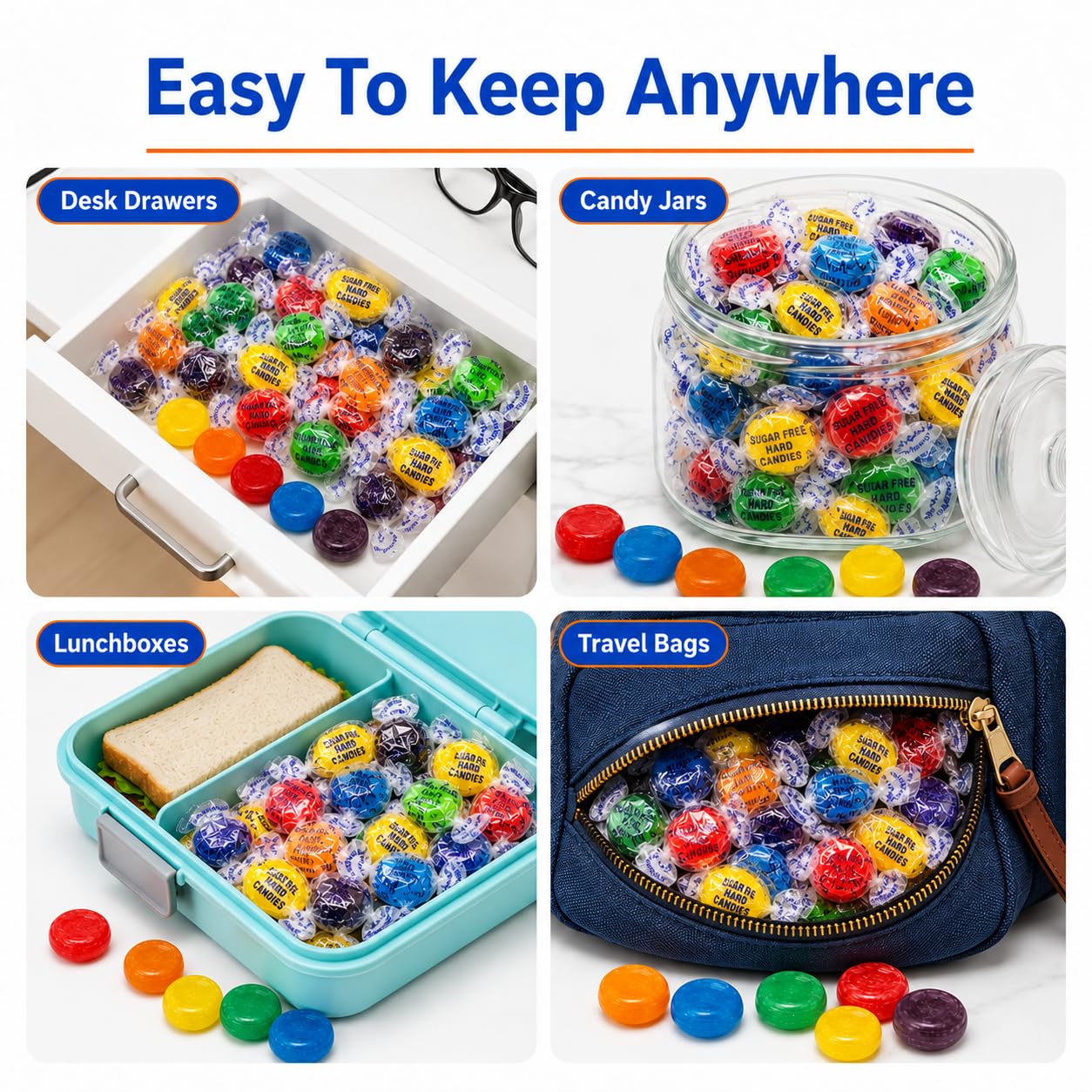 Detalle 1 de ONE CANDY WAY Sugar Free Hard Candy Assortment, 1 lb Bag, 75 Individually Wrapped Pieces