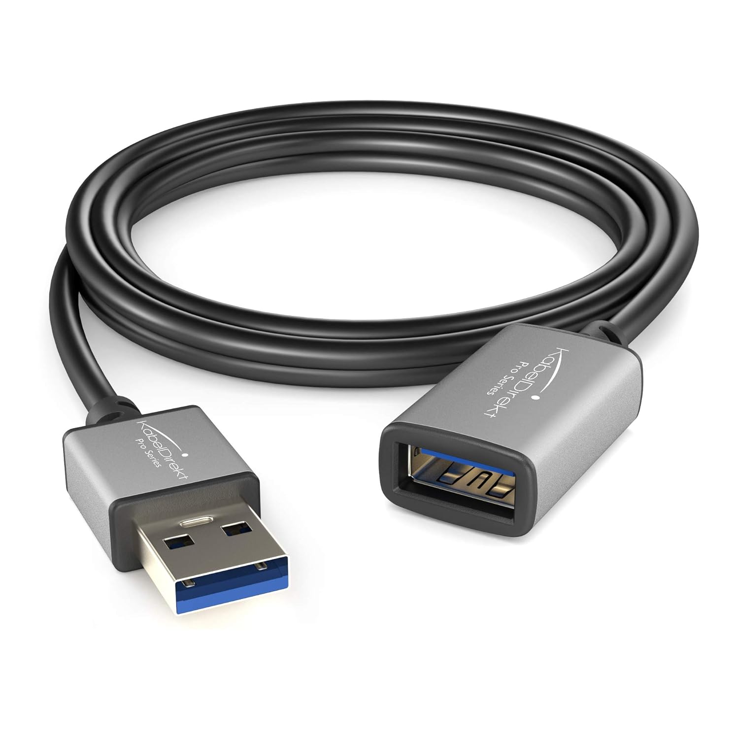 Detalle 2 de KabelDirekt USB A 3.0 Verlängerungskabel – 2 m, USB-A auf USB-A, schwarz/space grey