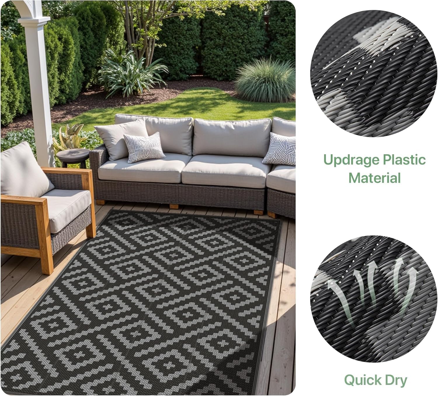 Thumbnail 3 de GENIMO Outdoor Rug 150x240cm – Waterproof, Reversible & UV Resistant Garden Rug
