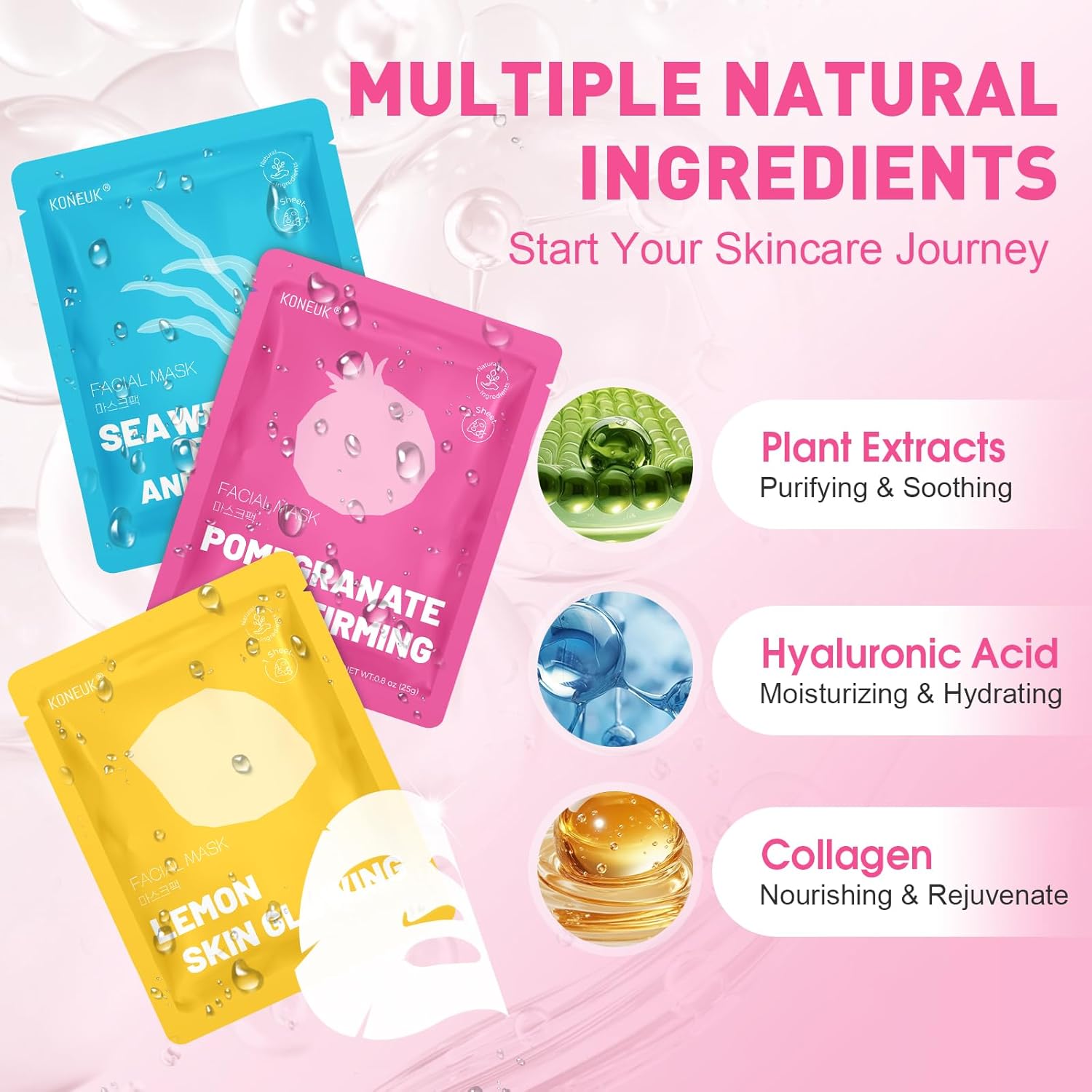 Thumbnail 2 de KONEUK 12-Pack Collagen Hydrating Sheet Face Masks Set (All Skin Types)