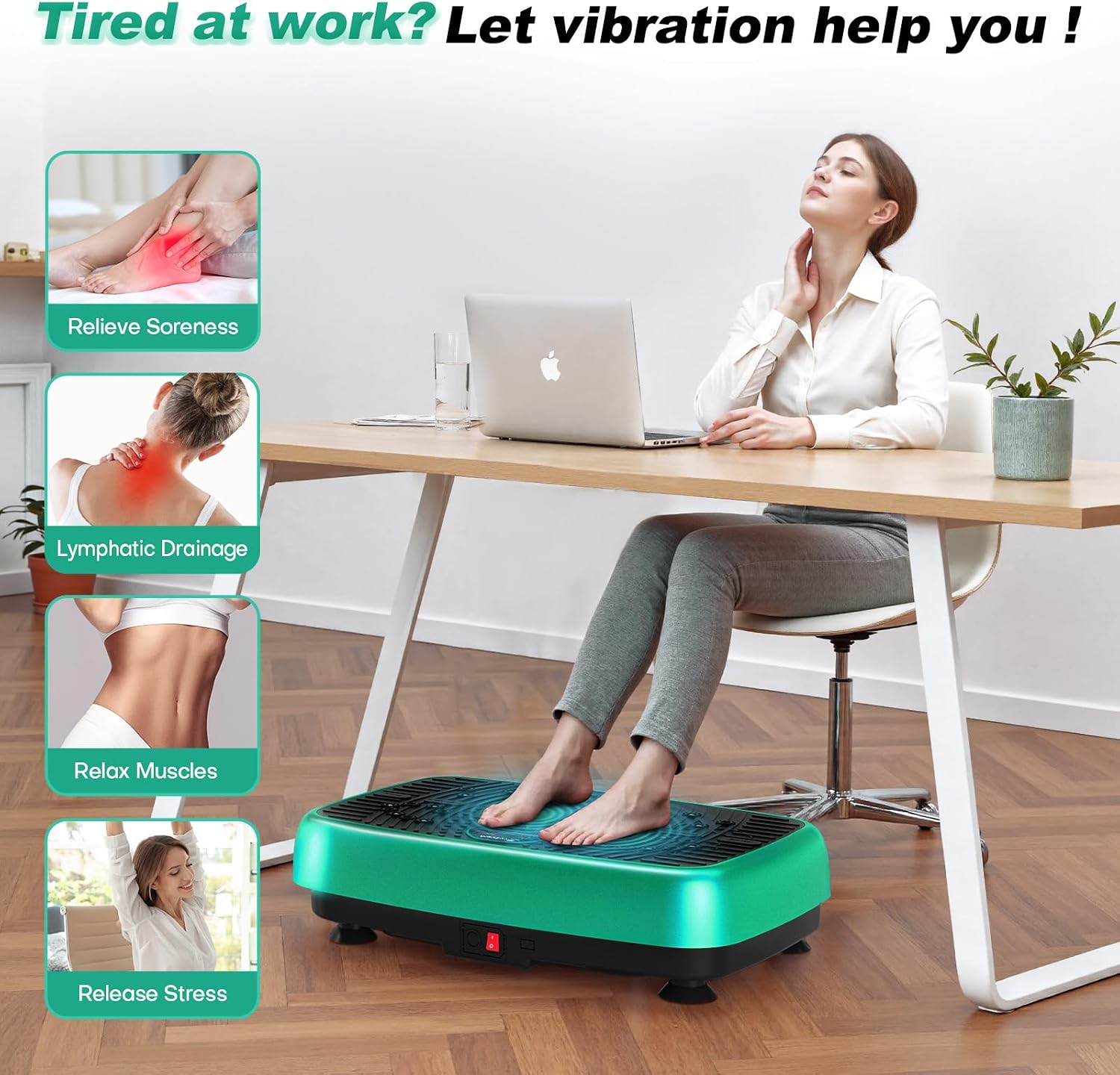 Detalle de EvoSpark Vibration Plate Exercise Machine, Dual Motors, 450 lb Capacity