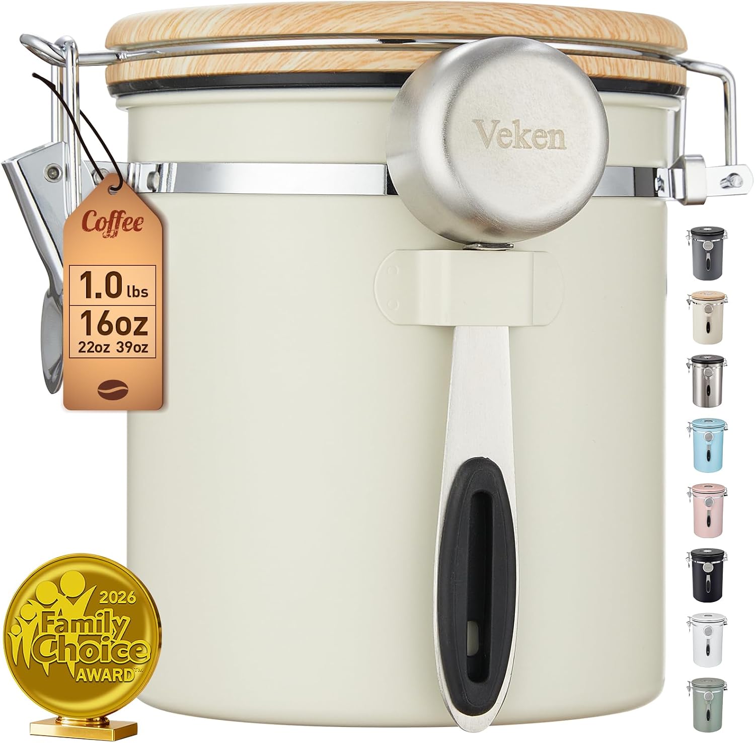 Detalle de Veken Coffee Canister Airtight 16 OZ
