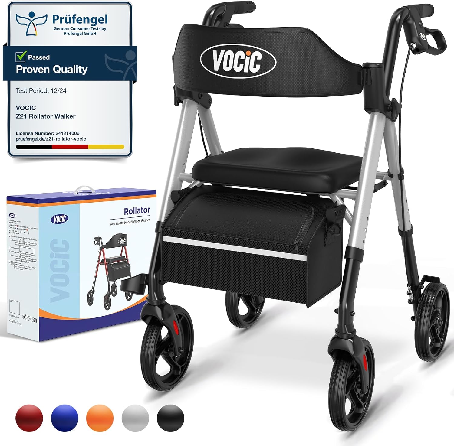 Detalle de VOCIC Rollator Walker with Seat: All‑Terrain, Foldable Mobility Aid