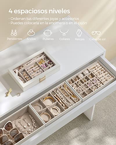 Detalle 2 de SONGMICS Caja Joyero Apilable de 4 Capas con Tapa de Cristal Transparente (Colección GISELLA)