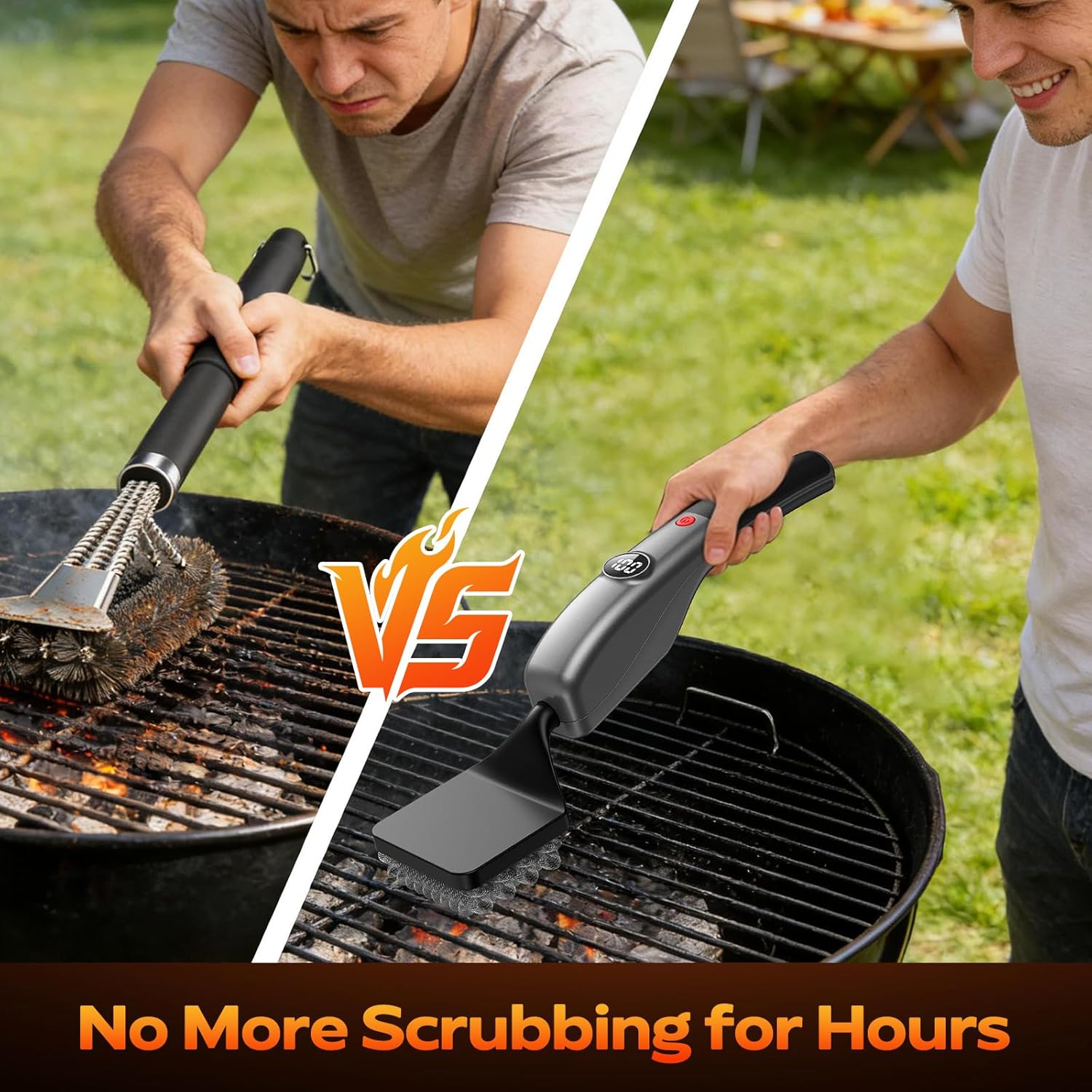 Thumbnail 4 de Reciprocating Electric Grill Brush (3 Heads) by KSNLM — Fire-Resistant, Cordless Grill Cleaner
