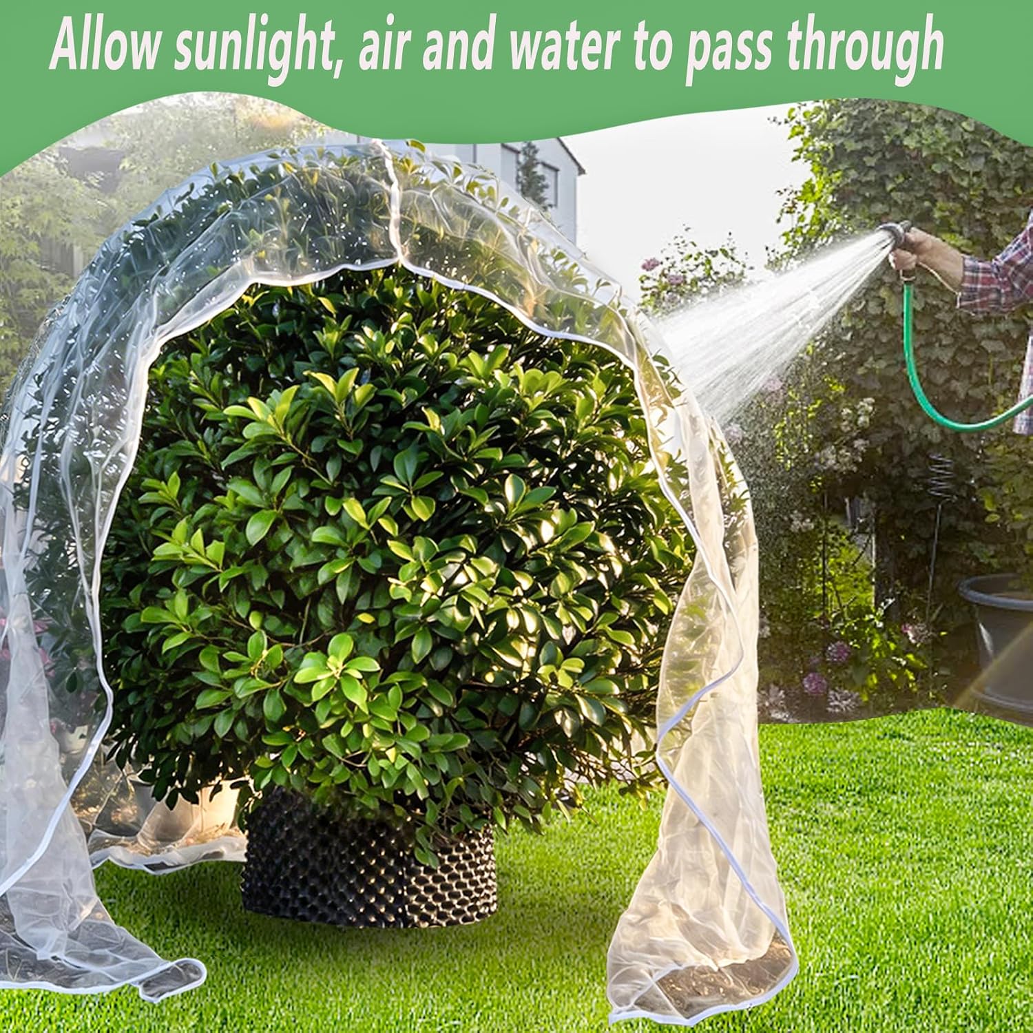 Detalle de 3x3M Fruit Tree Net: Large Garden Netting with Drawstring and Zipper for Bird and Insect Protection