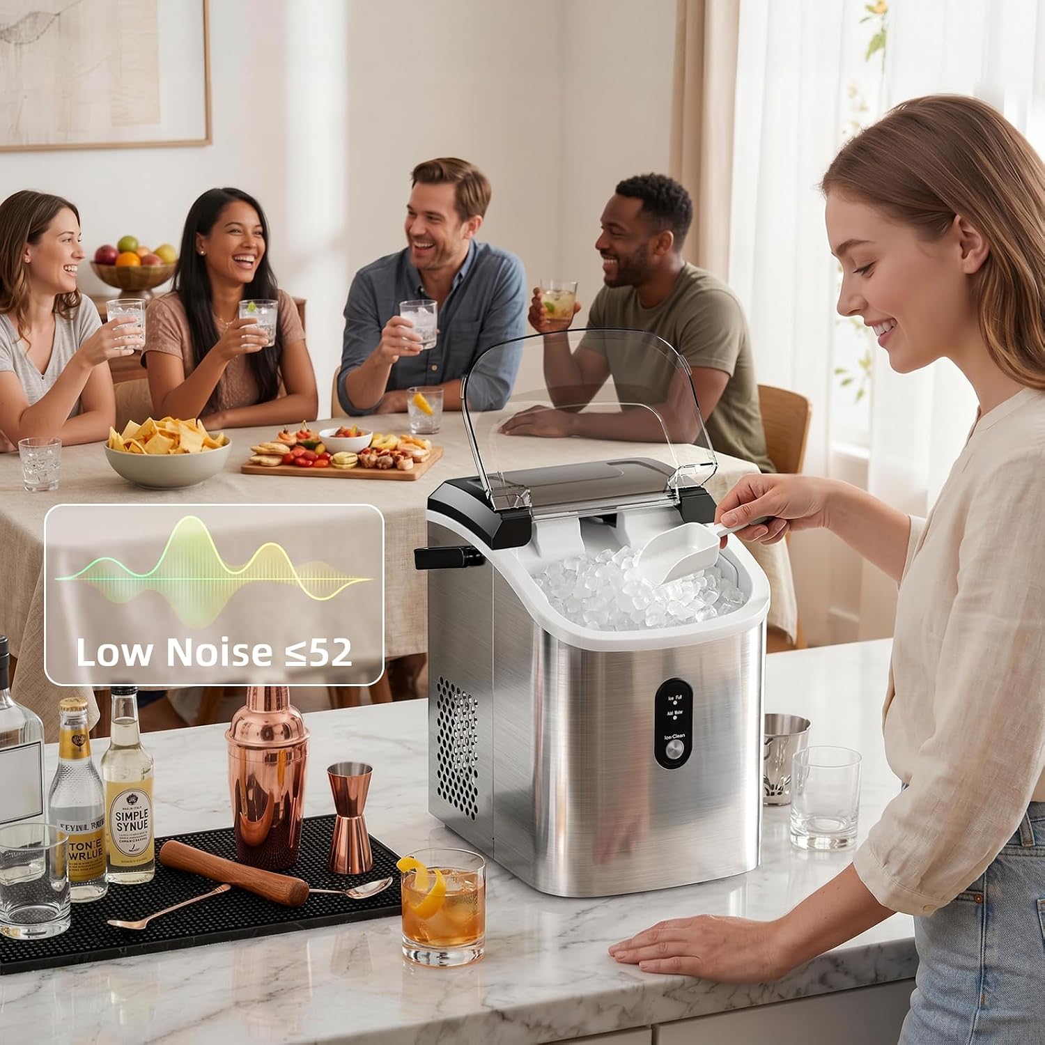 Detalle de Antarctic Star Nugget Ice Maker Countertop Ice Maker, 35 lb/24h, Self-Cleaning