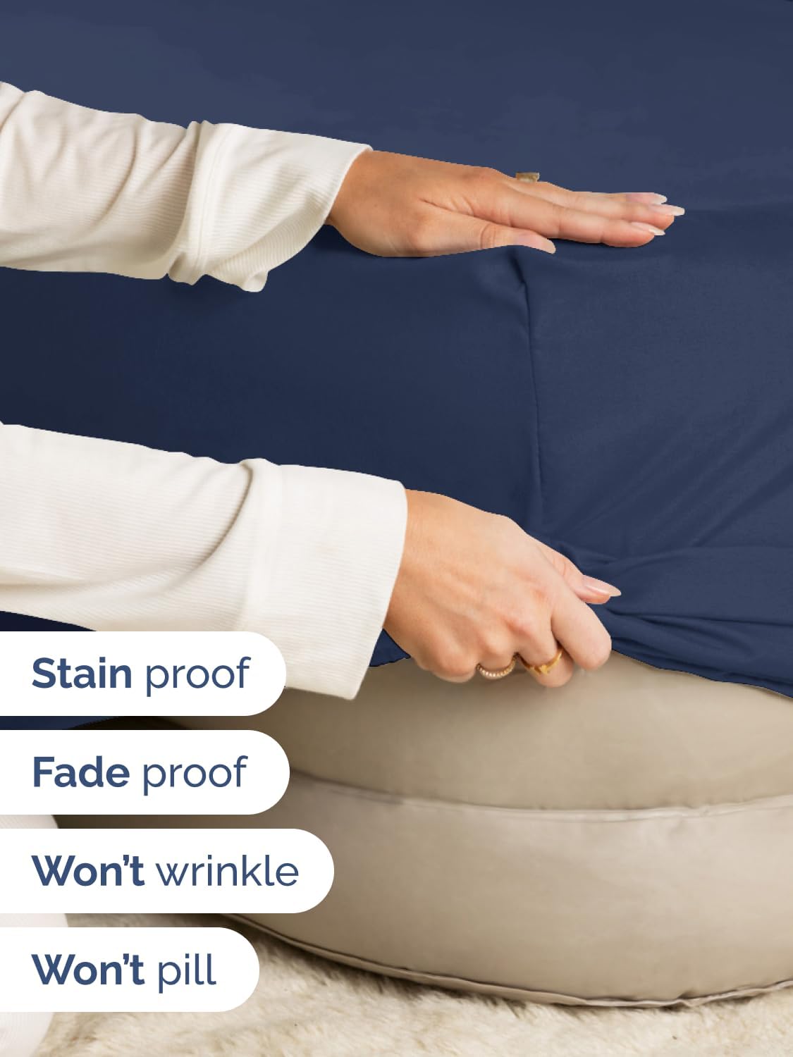 Thumbnail 3 de Extra Deep Queen Fitted Sheet by CGK Unlimited — Navy Blue, 18–24" Deep Pockets