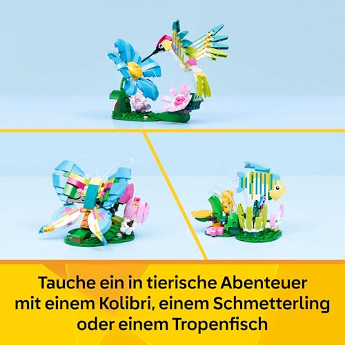 Detalle de LEGO Creator 3in1 Wild Animals: Colourful Hummingbird (31384) – Dreifach wandelbar, Natur-Deko und Spielzeug