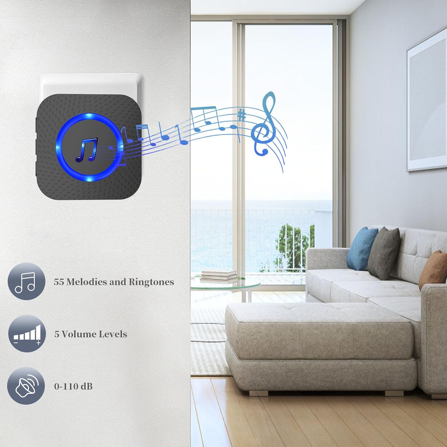 Thumbnail 1 de SURFOU Wireless Doorbell with 1,300 ft Range, 55 Melodies and LED Option