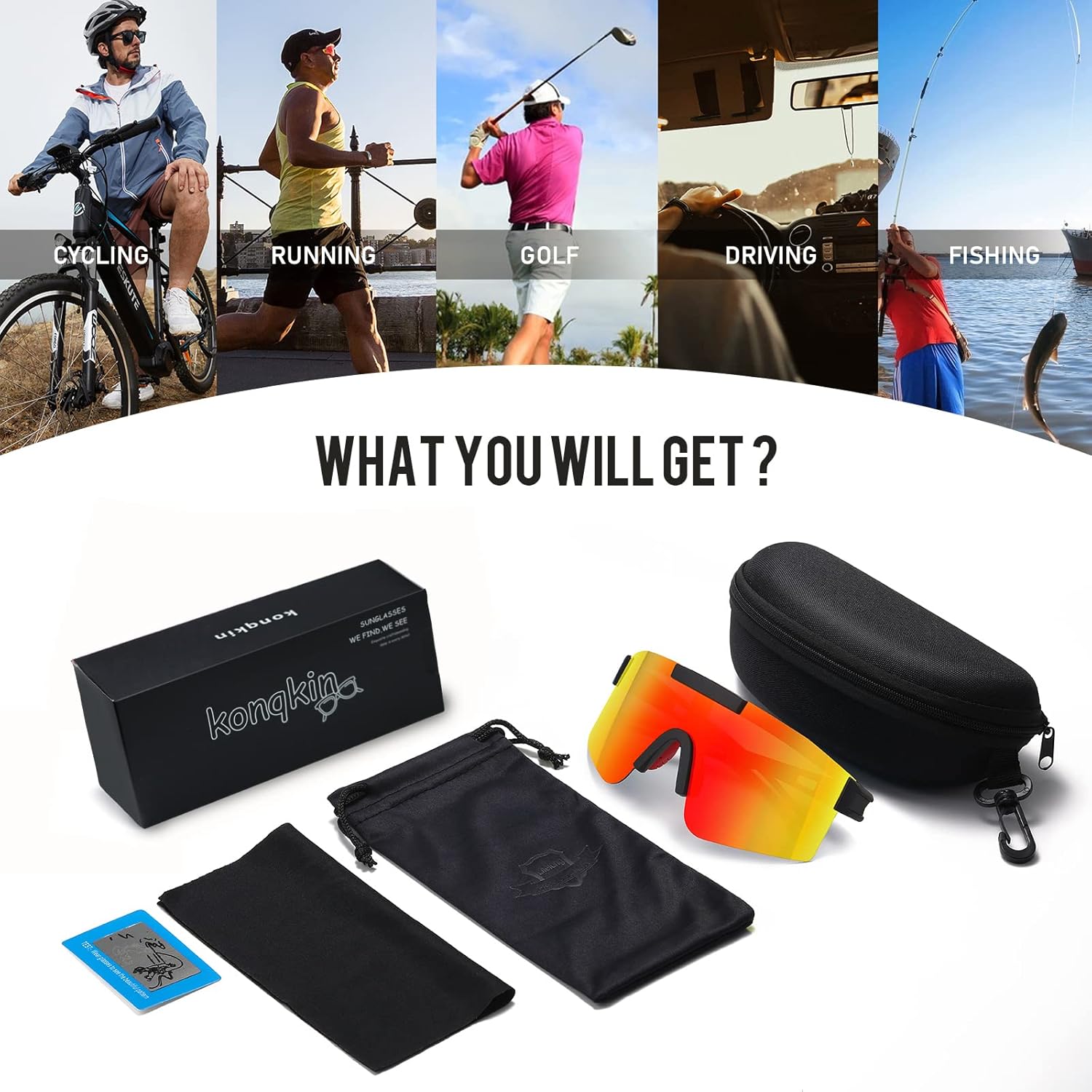 Thumbnail 5 de konqkin Cycling Glasses – Polarised UV400 Protection for Outdoor Sports