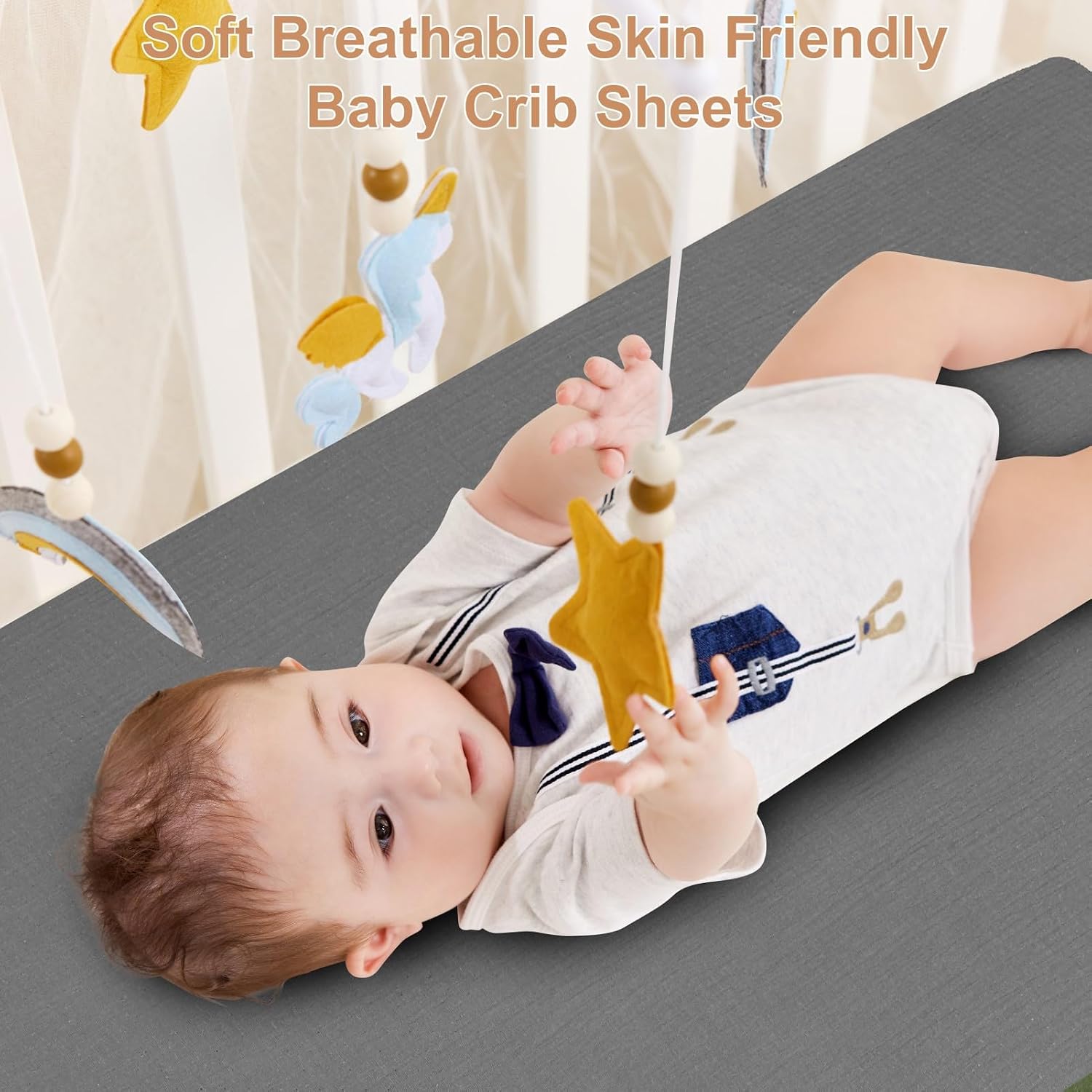 Detalle de Pet Rejoir Muslin Crib Sheets, 2-Pack, 100% Cotton, 9-Inch Pockets