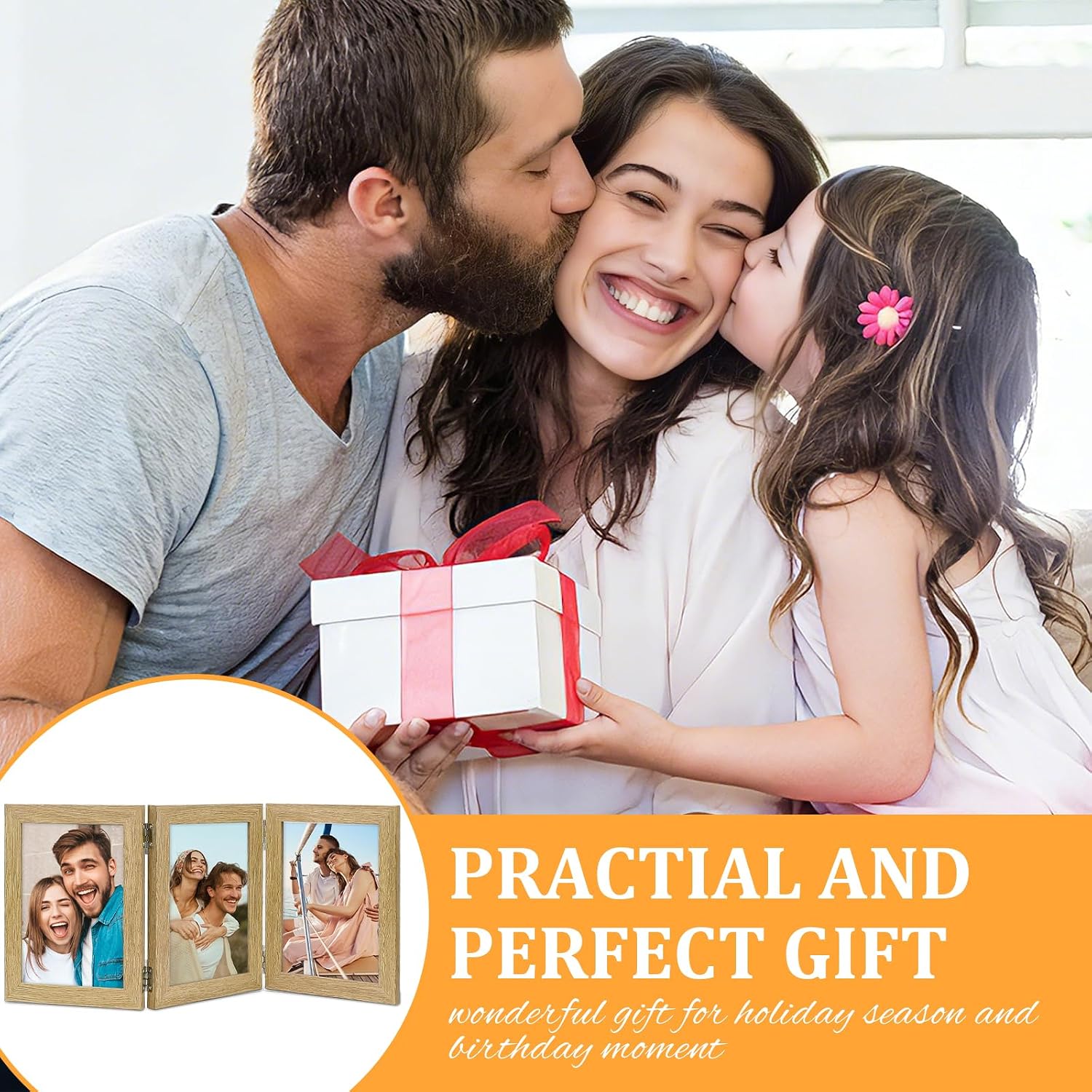 Thumbnail 6 de ROYUEXT Triple Folding Photo Frame: A timber-edged 3-in-1 display for memories