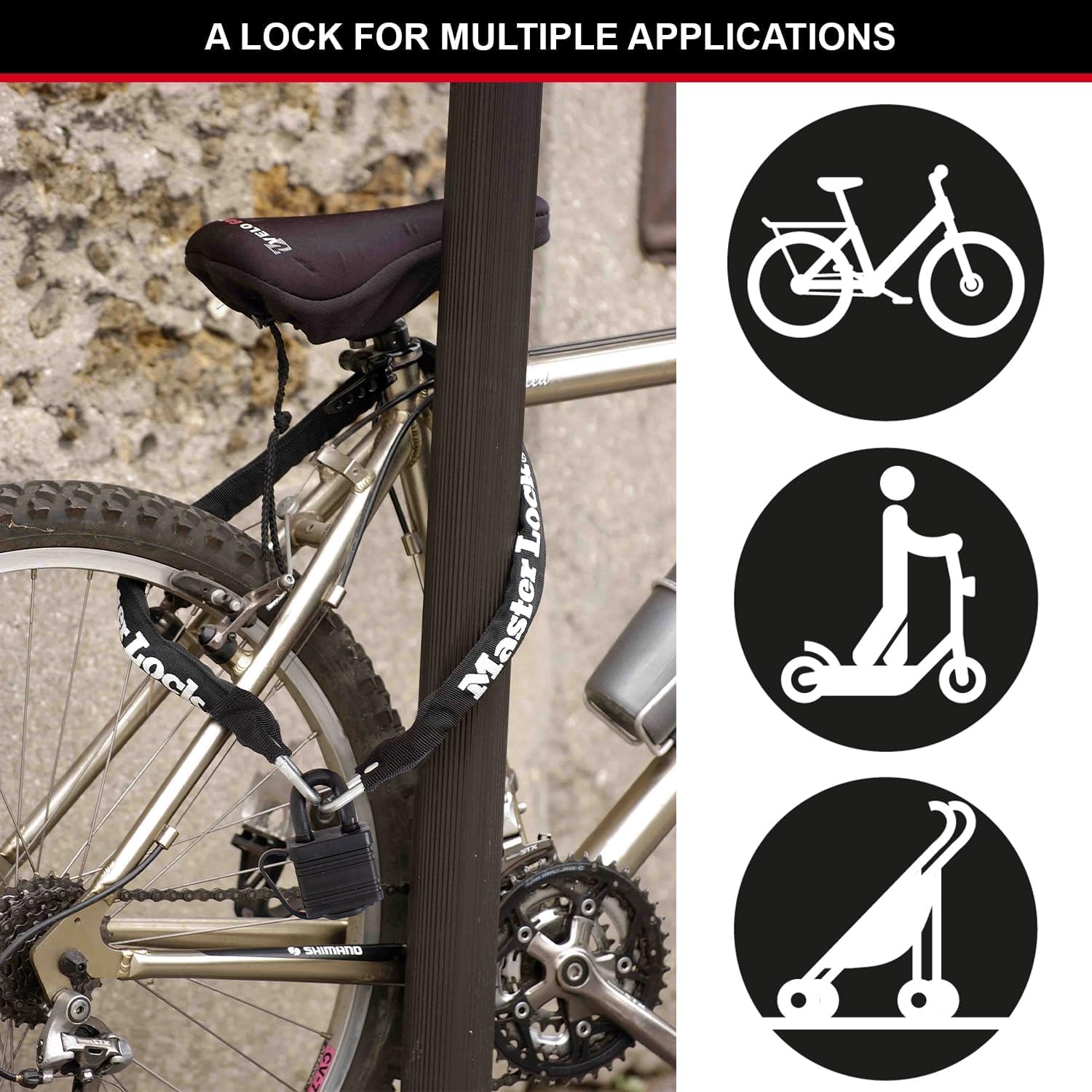 Thumbnail 1 de Master Lock 8390EURDPRO Lucchetto Bici con Catena 90 cm – Sicurezza affidabile per bici elettriche e corsa