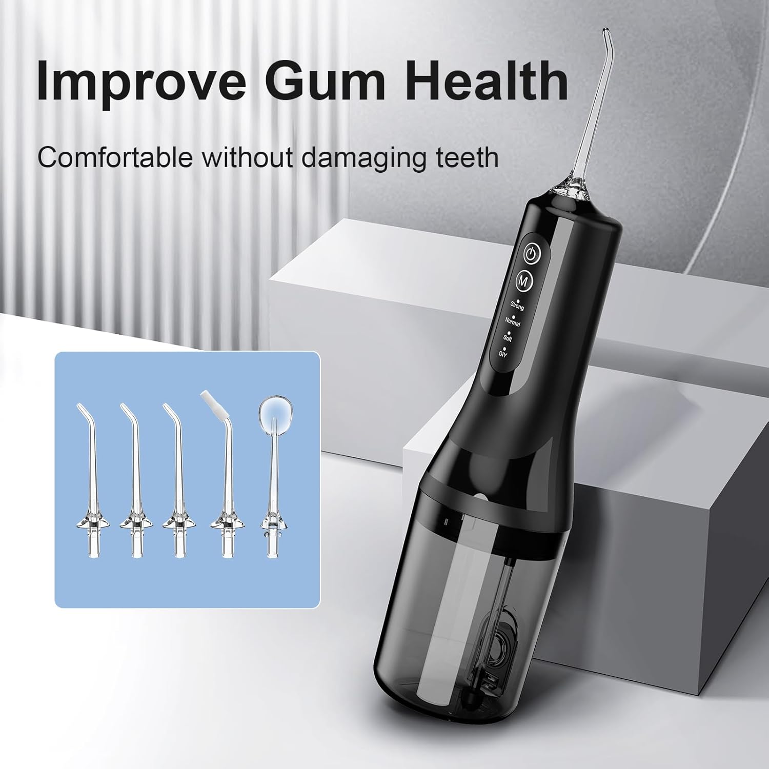 Detalle 2 de Lyinda Portable Cordless Water Flosser with 260ml Tank, 4 Modes, IPX7 Waterproof and 1500mAh Battery