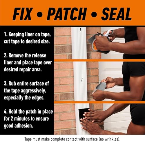 Detalle de Gorilla Waterproof Patch & Seal Tape Black 3m – a practical seal for quick fixes