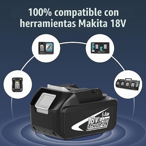 Detalle 2 de 2 Packs 18V 5,0Ah Batería BL1850B para Makita 18V – FUNMALL, LED indicador