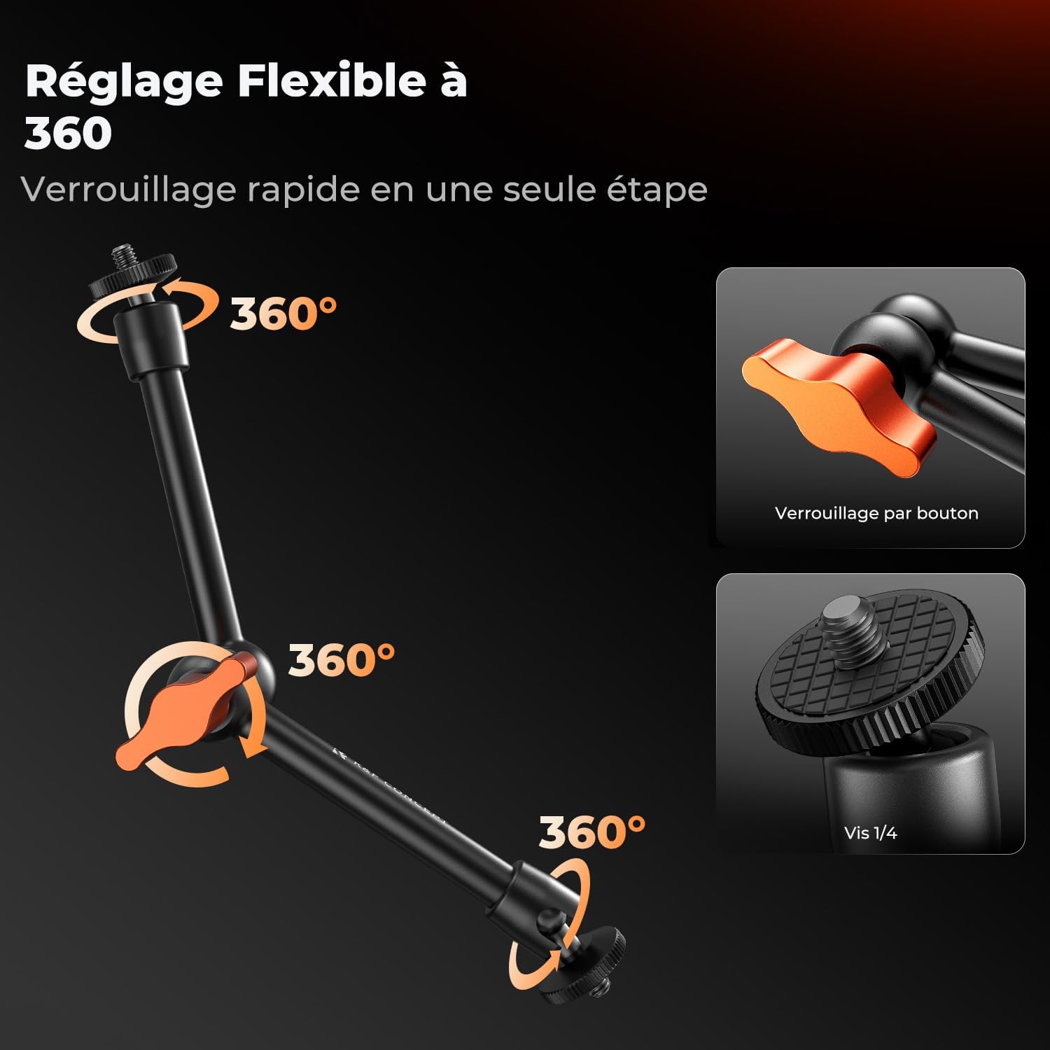 Detalle de K&F CONCEPT Bras magique 9,8 pouces