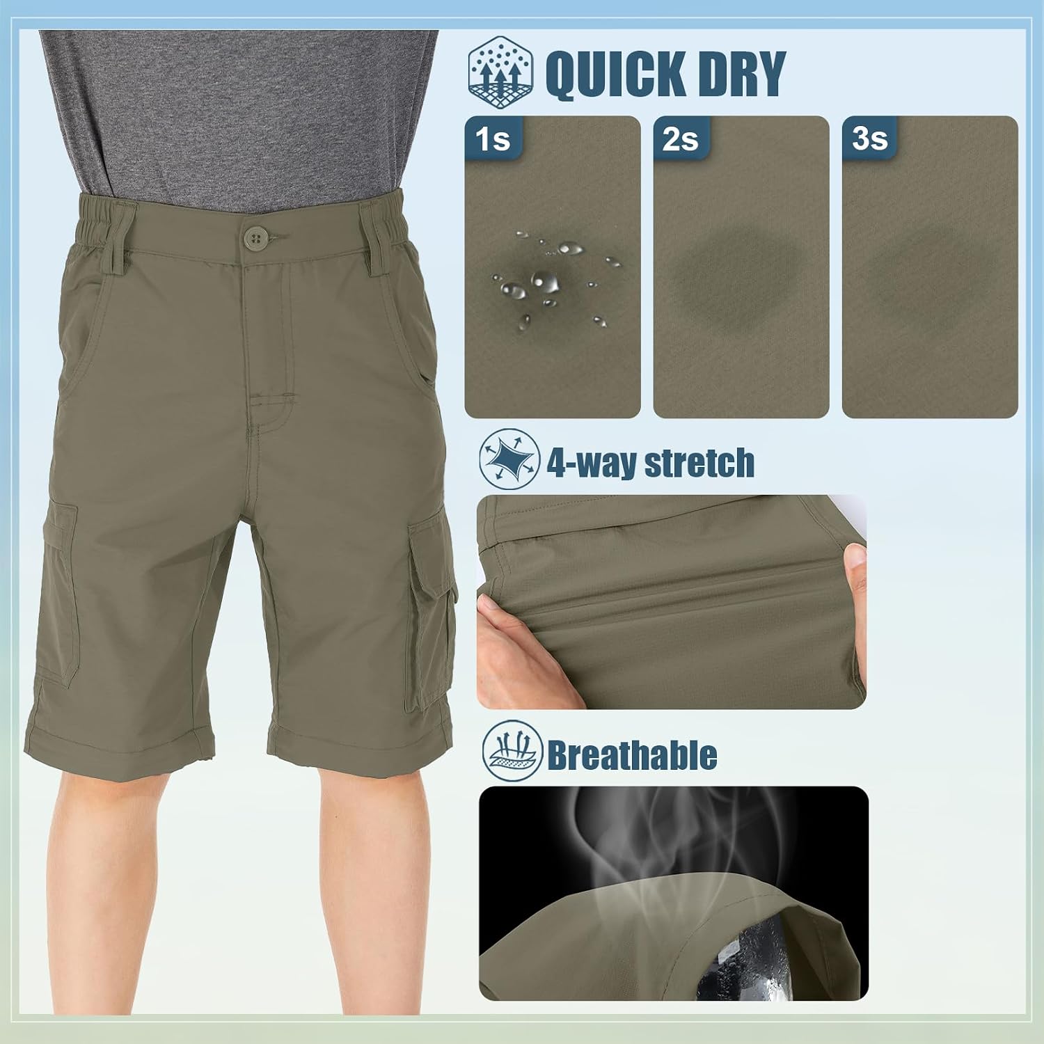 Detalle 1 de linlon Convertible Hiking Cargo Pants for Kids, UPF 50+ Quick-Dry Zip-Off
