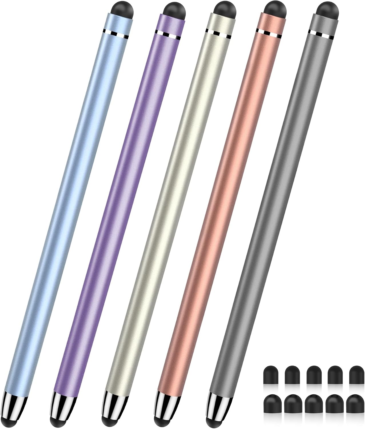 Detalle de MEKO 2-in-1 Stylus Pens for Touch Screens (Universal Capacitive Tablet Pen) – 5 Styluses + 10 Replacement Tips