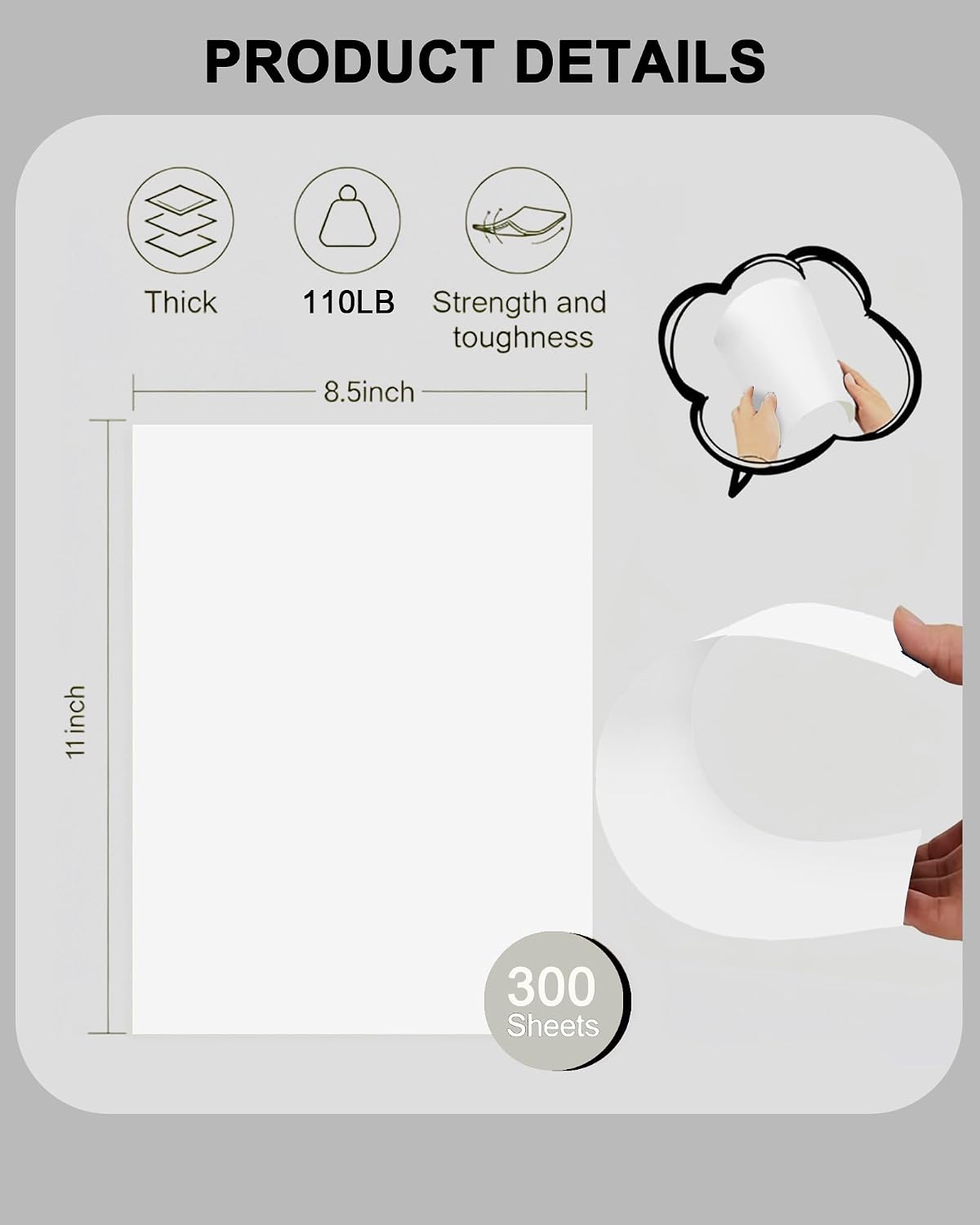 Thumbnail 1 de WritePads Veritas White Cardstock, 110 lb, 8.5 x 11, 300 Sheets