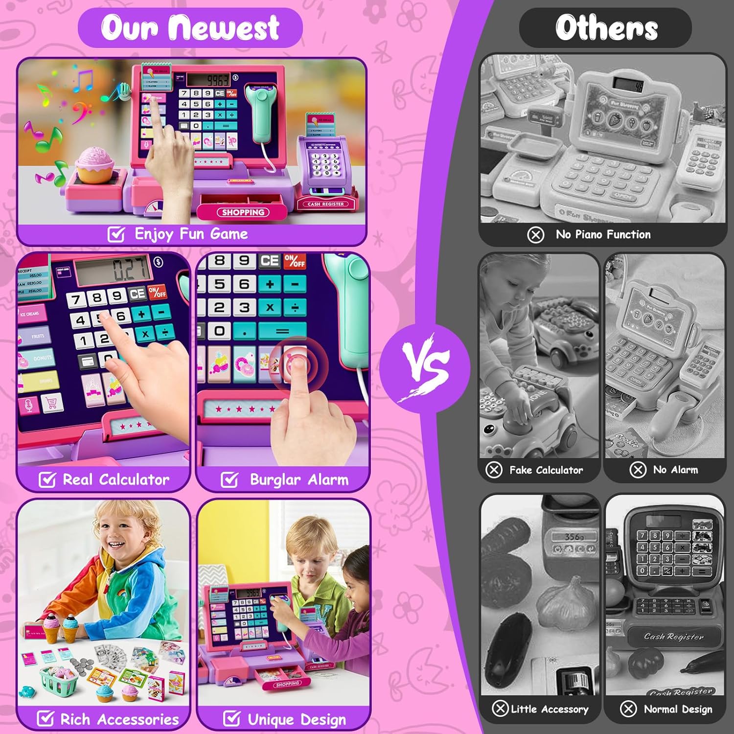 Thumbnail 6 de Maysida Kids Cash Register Toy Playset: Real Calculator, Scanner and Play Money for Engaging Toddler Shop Play