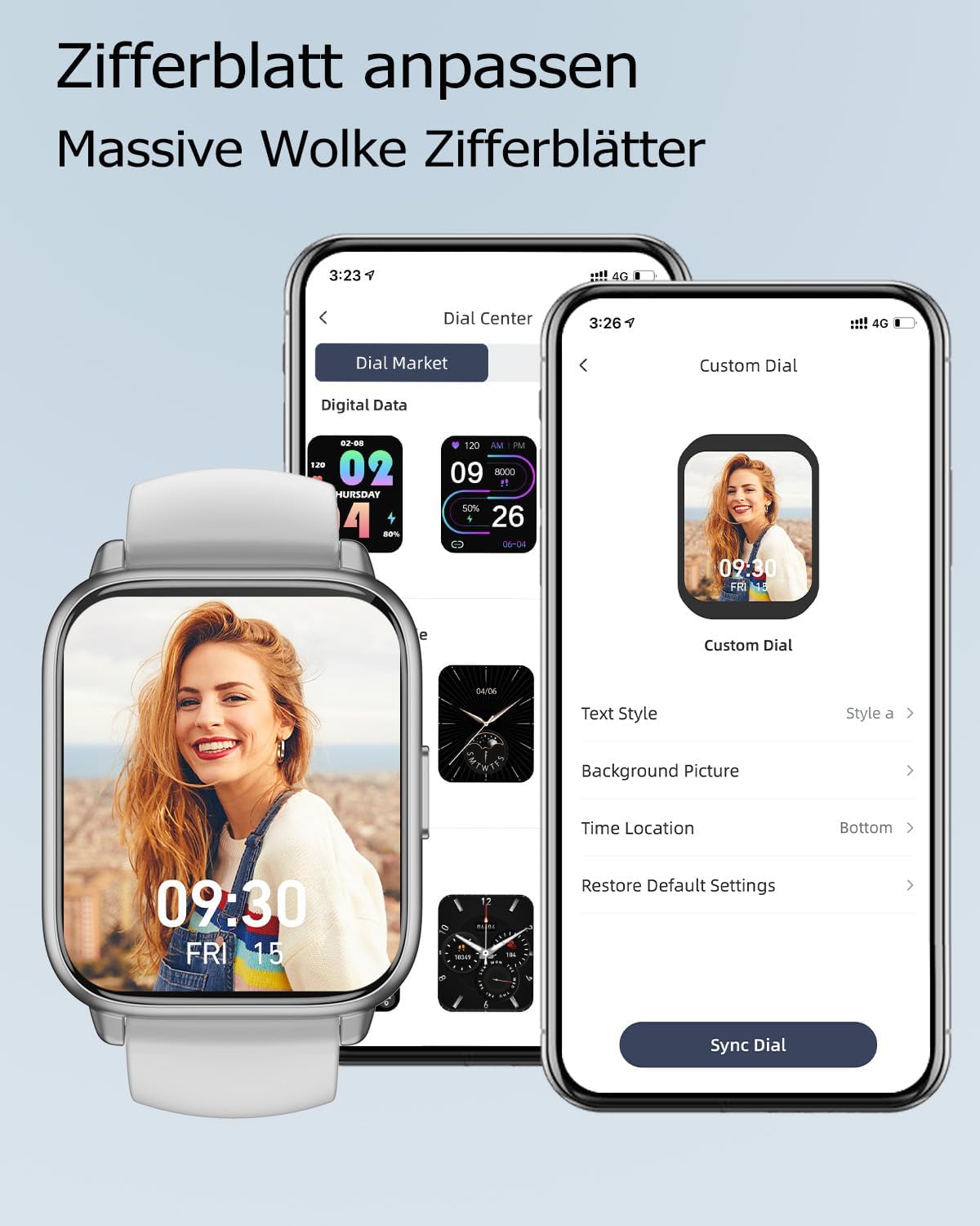 Detalle de RUIMEN Smartwatch mit Telefonfunktion – 1,85'' HD-Display, 110+ Trainingsmodi, SpO2 & Schlafmonitor
