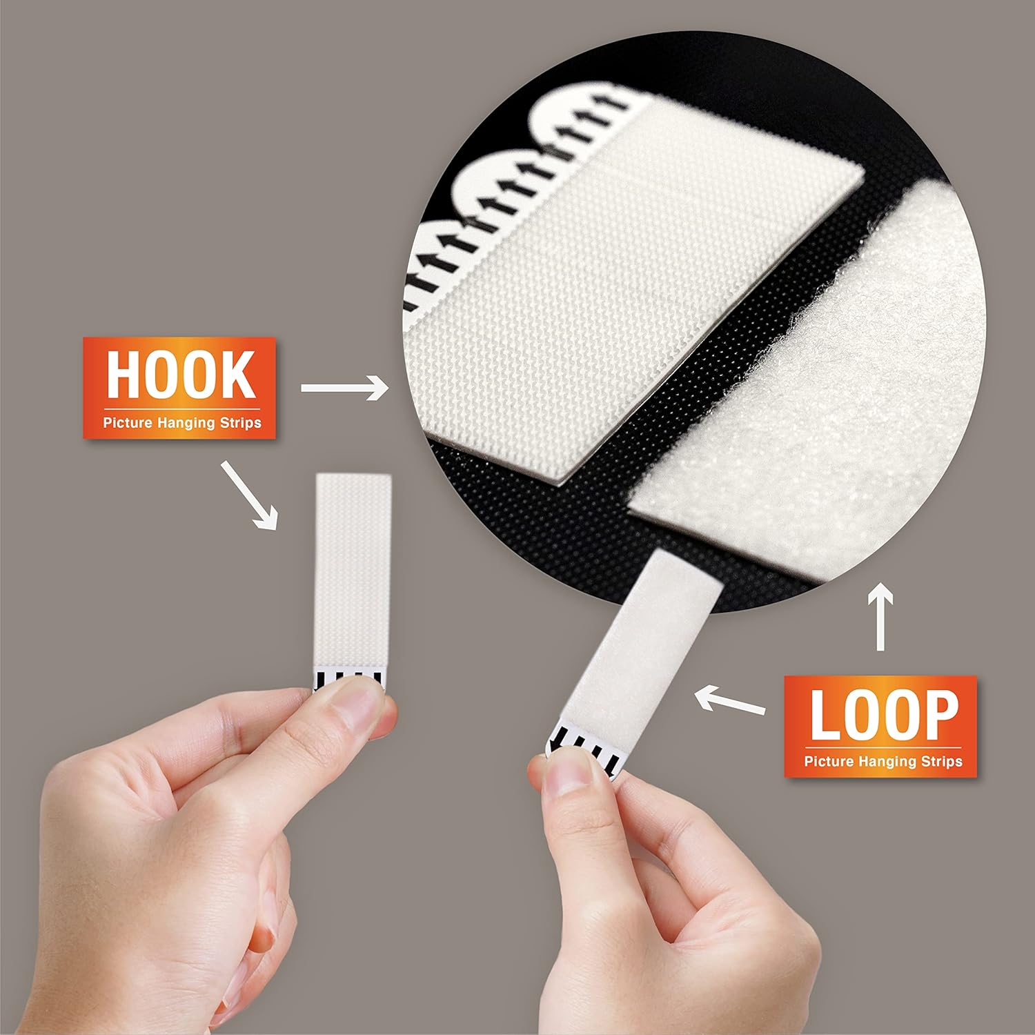Detalle de JELLYSUB 60-Pairs (120 Strips) Heavy-Duty Picture Hanging Strips with Hook & Loop Adhesive