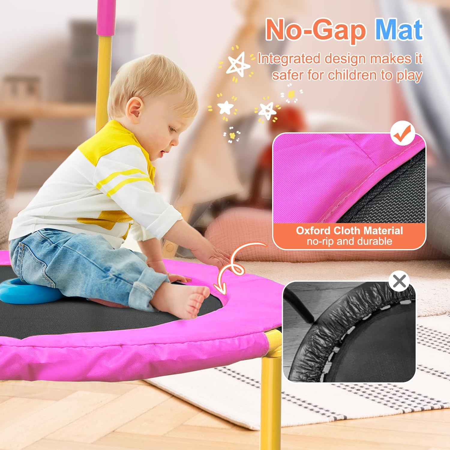 Detalle de ATIVAFIT 36-Inch Toddler Trampoline with Foam Handle