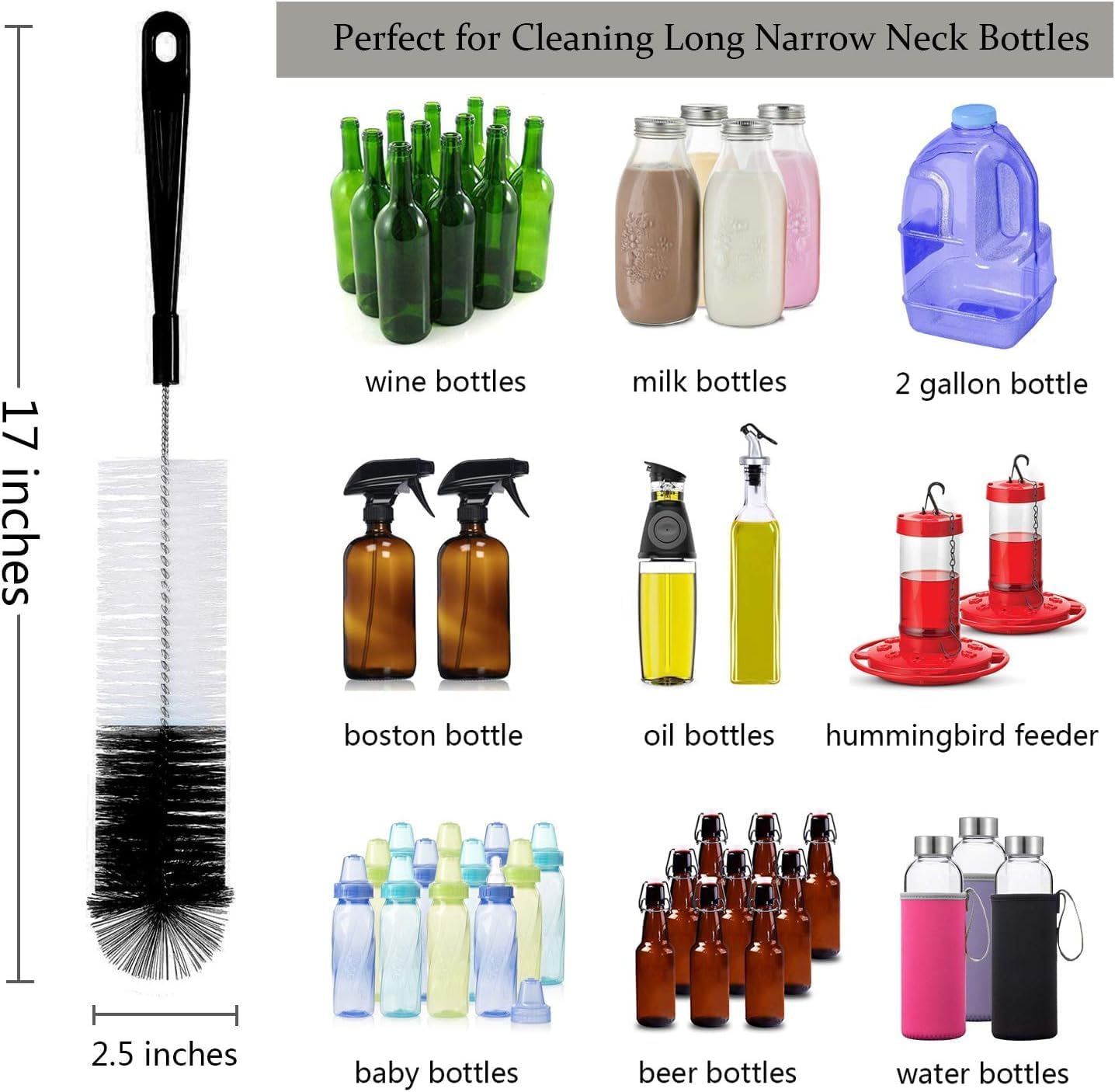Detalle 2 de ALINK brush11black 11-Piece Bottle Cleaning Brush Set with Long-Handle and Straw Brushes