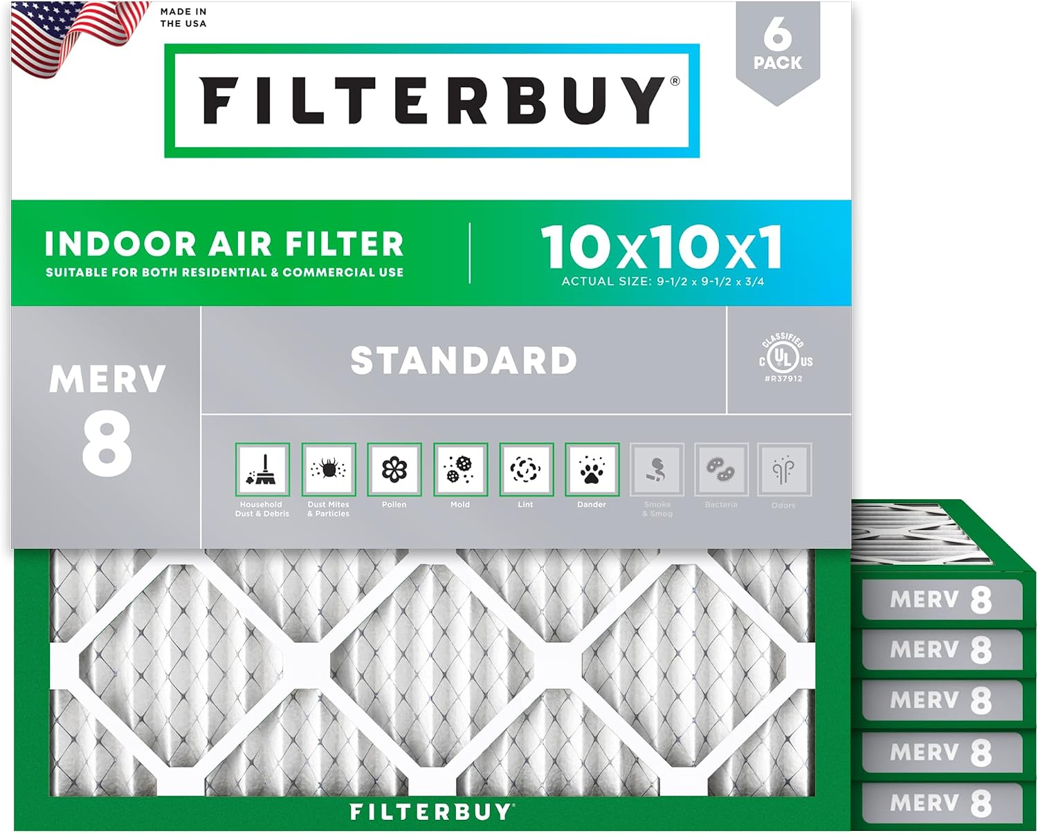 Detalle de Filterbuy 10x10x1 Air Filter 6-Pack 🏠