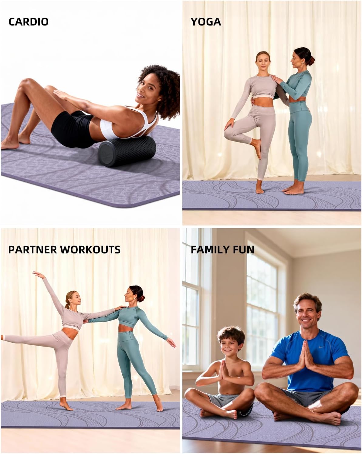 Detalle 2 de lvme Extra-Large Yoga Mat, 10 mm TPE Cushioning, Reversible Grip