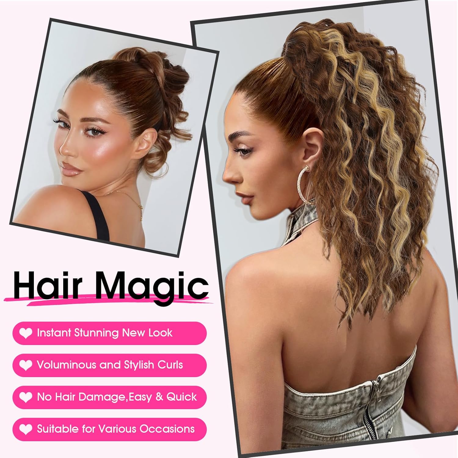 Detalle 2 de RONTAYA Extension cheveux naturel à clip : postiche ondulé multicouches 46 cm