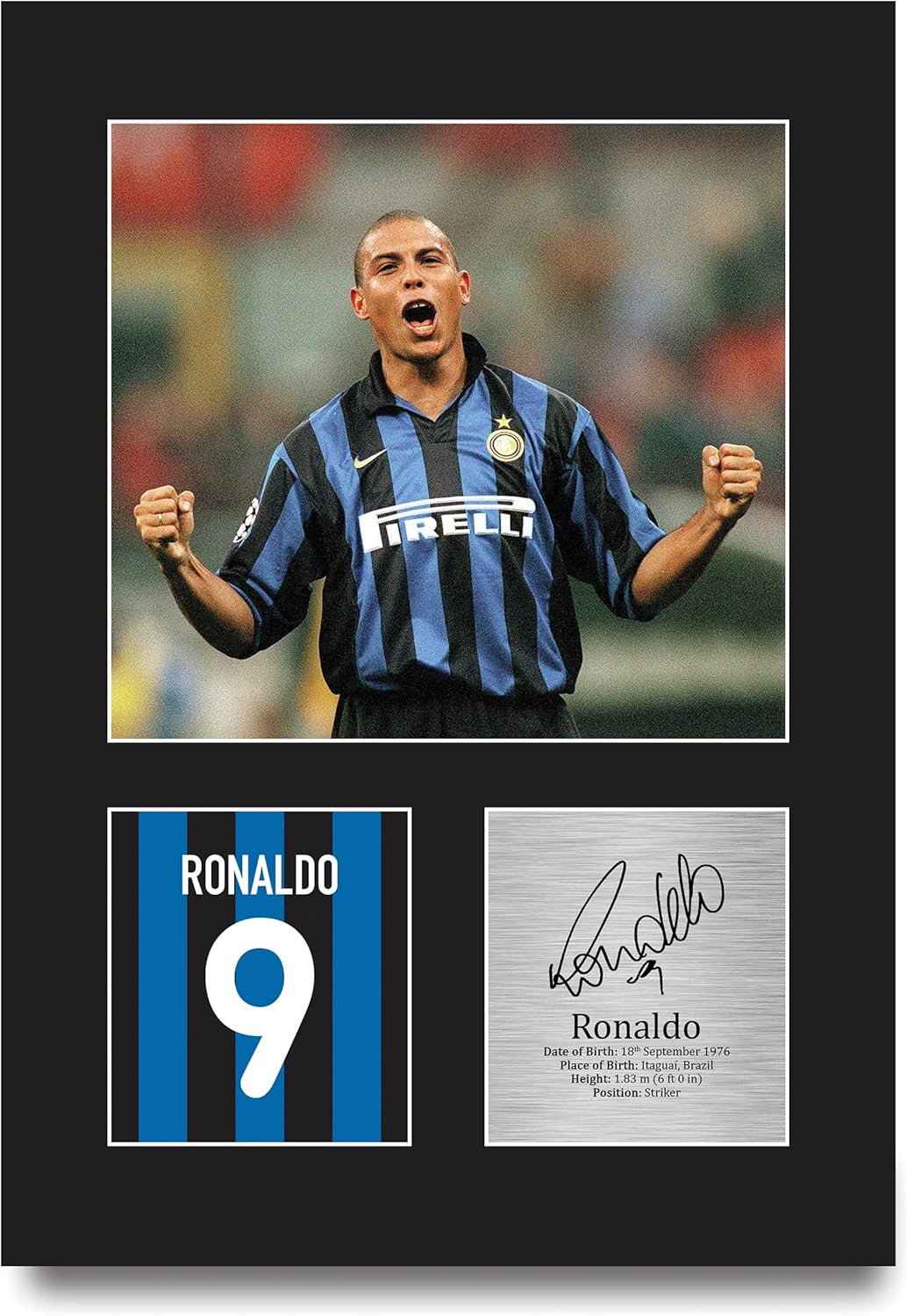 Thumbnail 3 de HWC Trading Ronaldo Inter Milan Signed Printed Photo — A4 Portrait Framed
