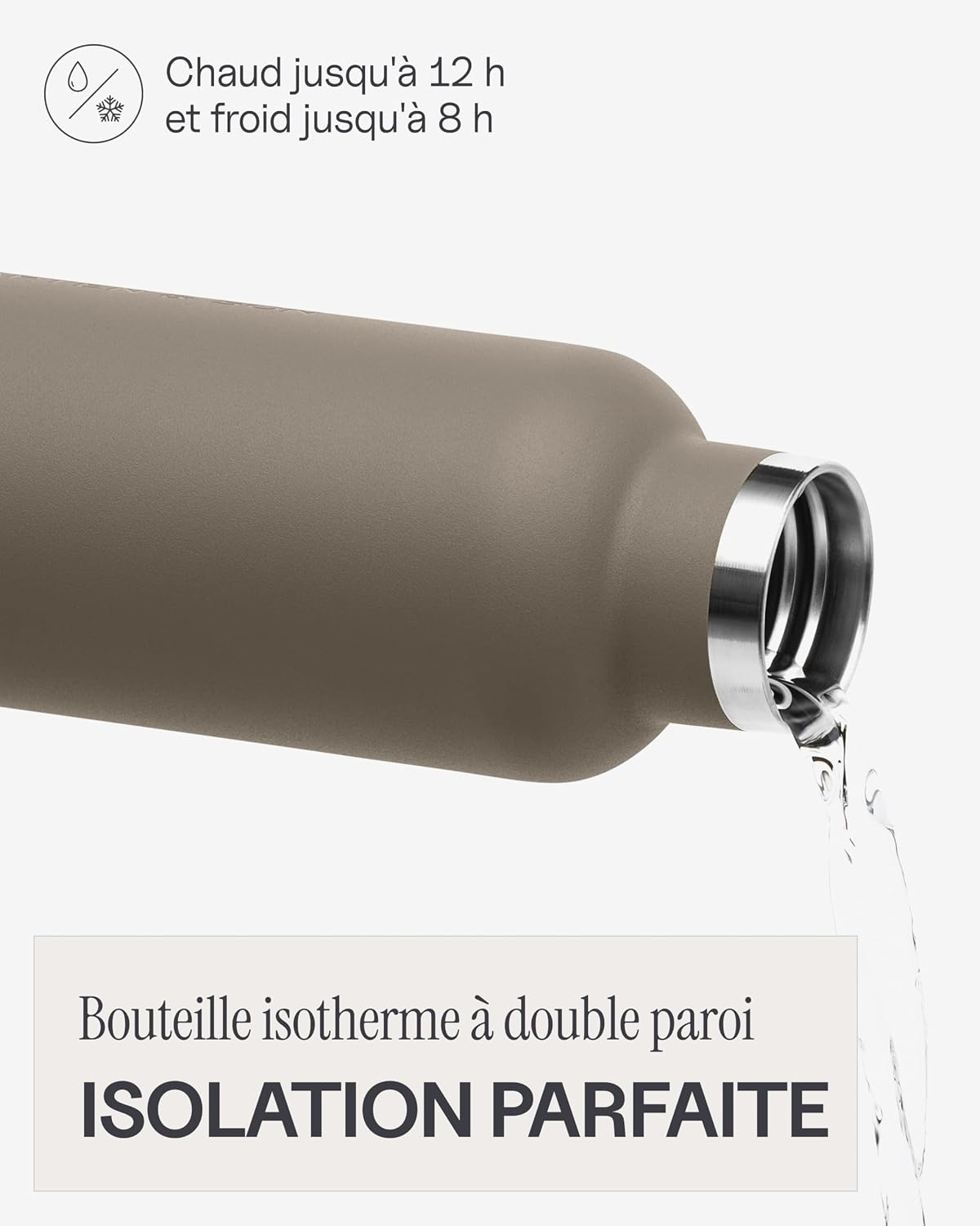 Detalle de Kapten & Son Gourde en acier inoxydable 750 ml – Marron, anti-fuite et lave-vaisselle