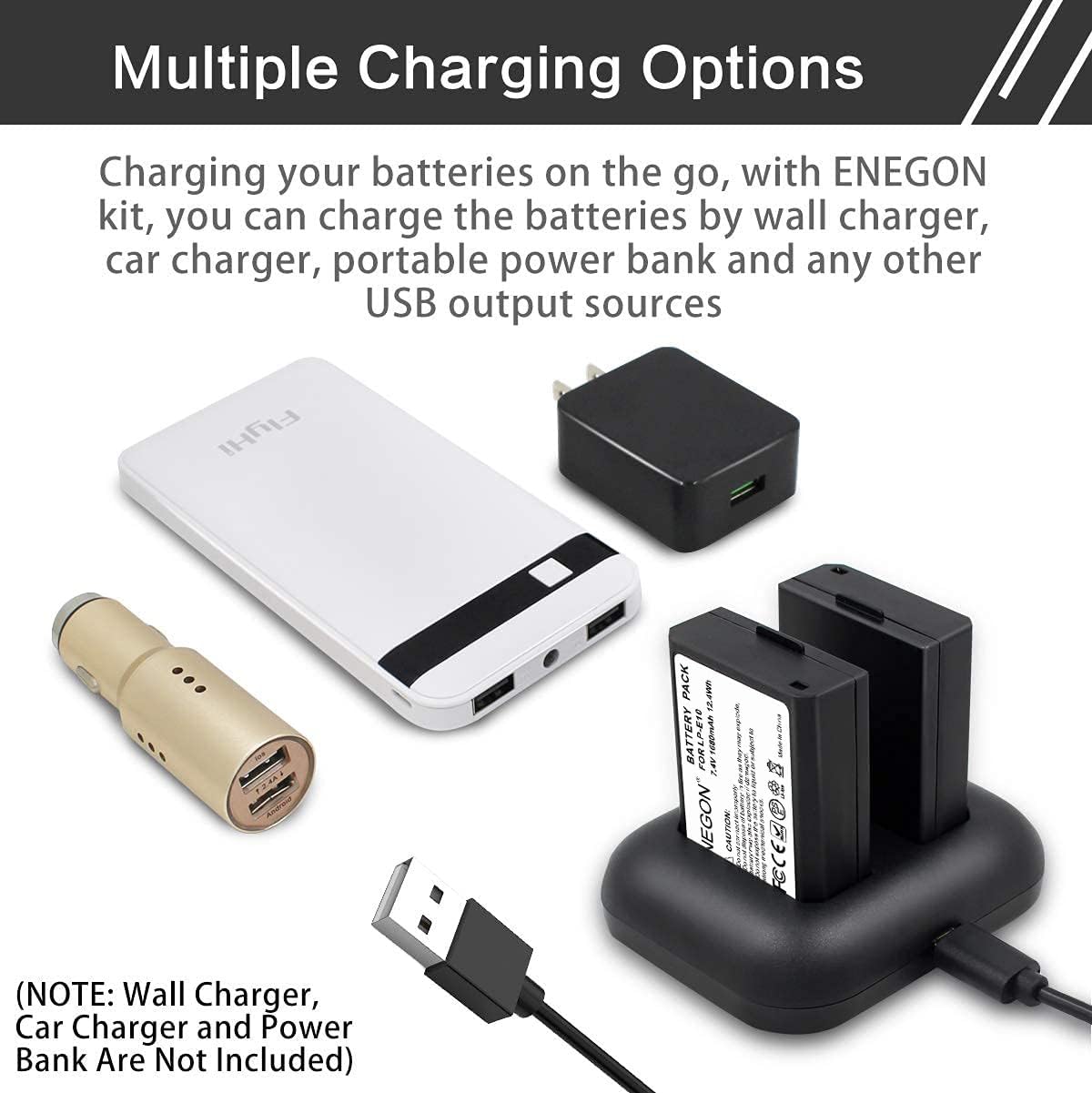 Detalle 2 de ENEGON LP‑E10 batteria doppia 1680 mAh + caricabatterie per Canon