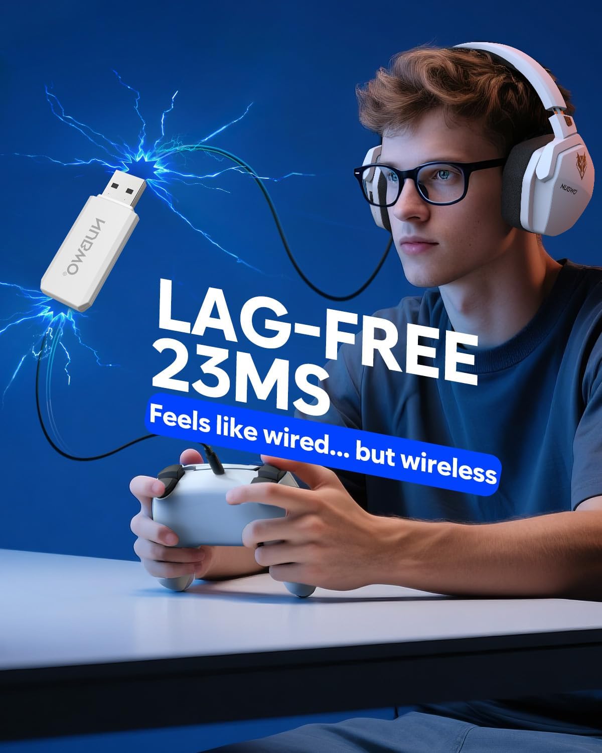 Detalle de NUBWO G06 cuffie da gaming wireless 2,4 GHz, batteria 100 h