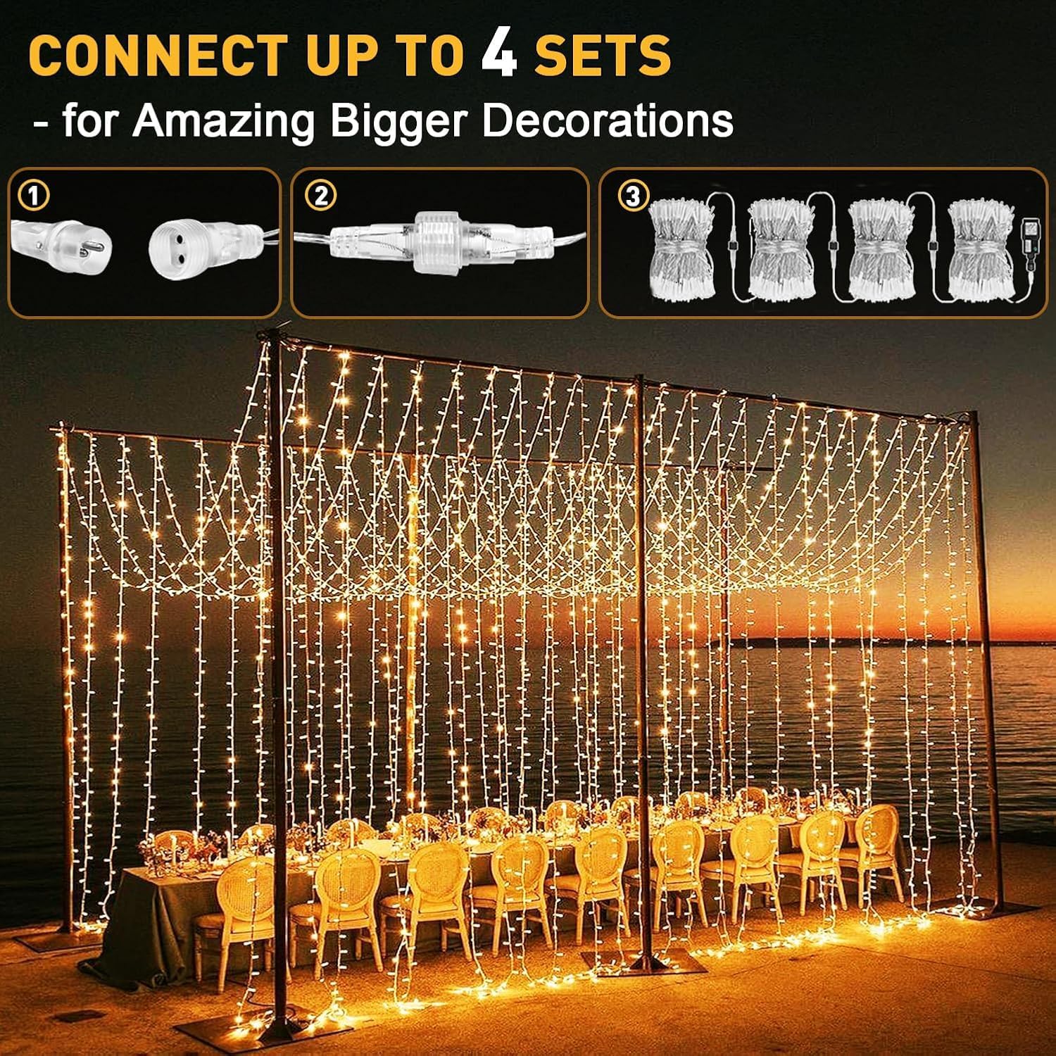 Detalle 2 de Yowin Tenda luminosa 300 LED 3x3 m