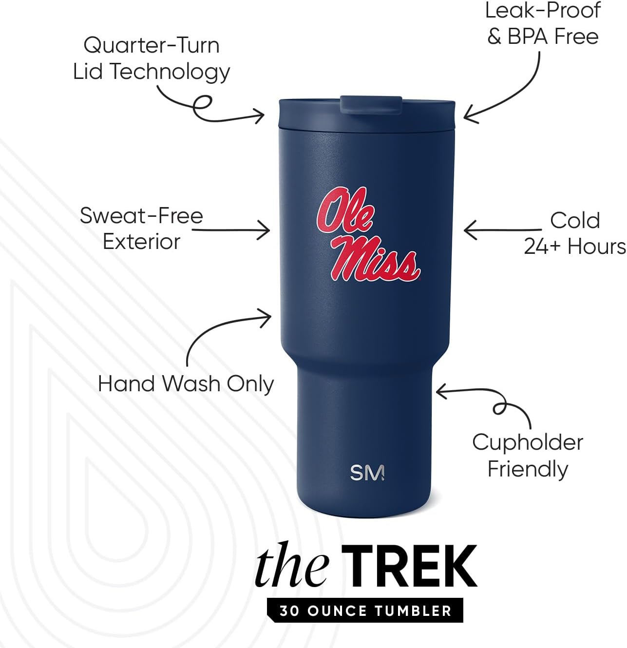 Thumbnail 1 de Simple Modern 30oz Tumbler with Flip Lid & Straws (Ole Miss Licensed) – Trek Collection