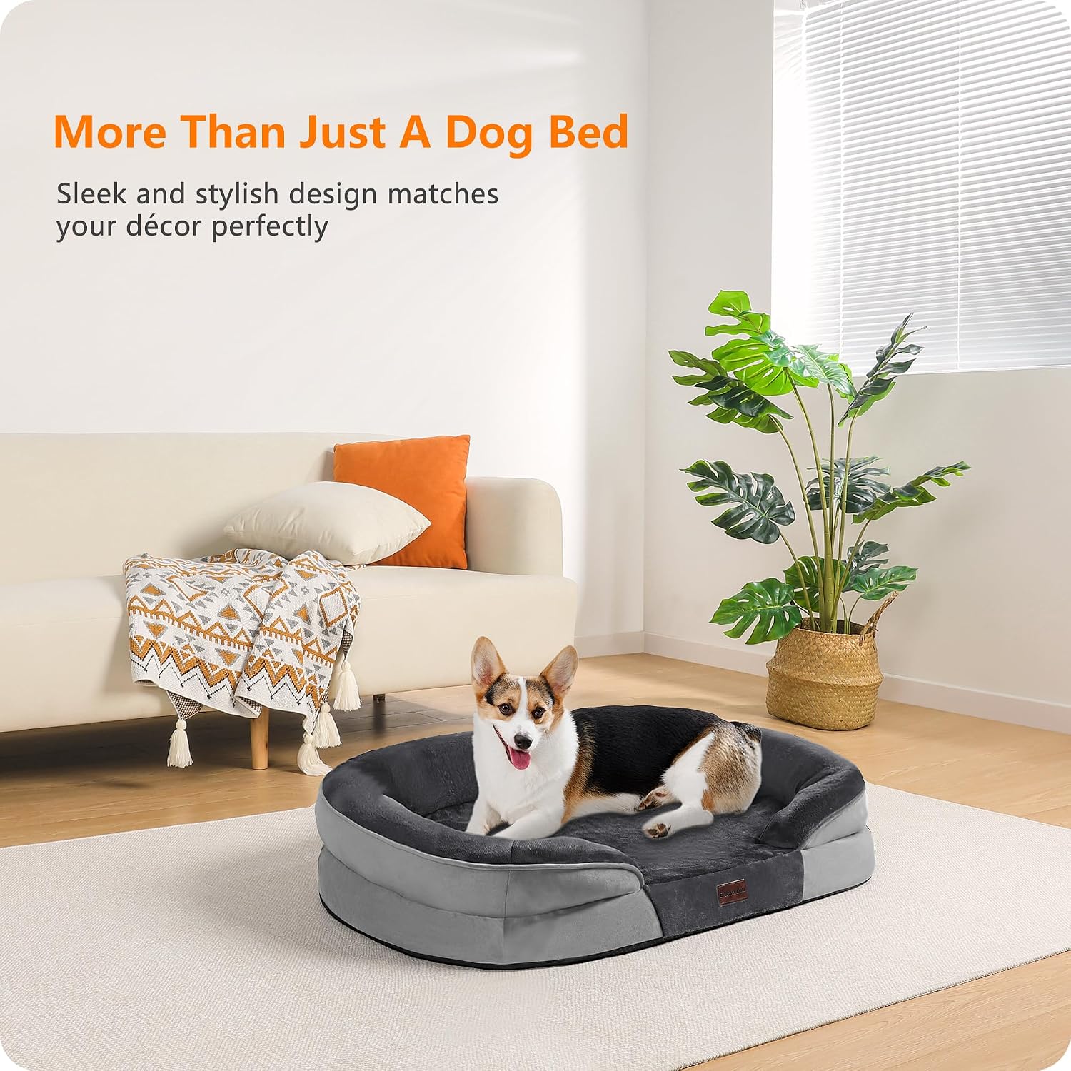 Detalle de Dwanton 36-Inch Medium Dog Bed Sofa with Gel Memory Foam and Bolsters