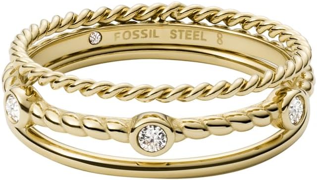 Detalle de Fossil Damenring Vintage Heritage – Edelstahl goldfarben
