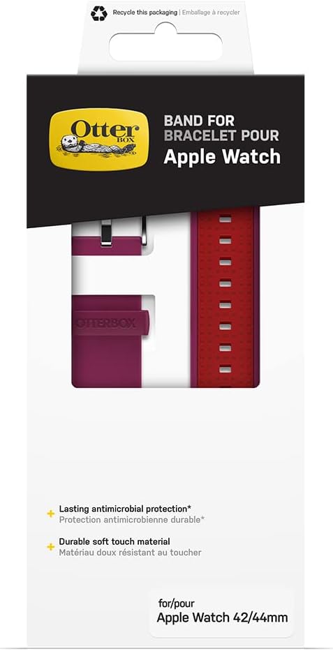 Detalle de OtterBox Bracelet de montre intelligent 42 mm Noir en silicone – Compatible Apple Watch Series 6, Galaxy Watch 4 et Versa 3