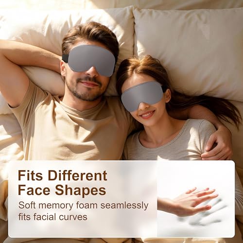 Detalle de Gritin 100% Blackout Sleep Eye Mask – 3D Contoured, Side-Sleeper Friendly (Twin Pack with Earplugs)